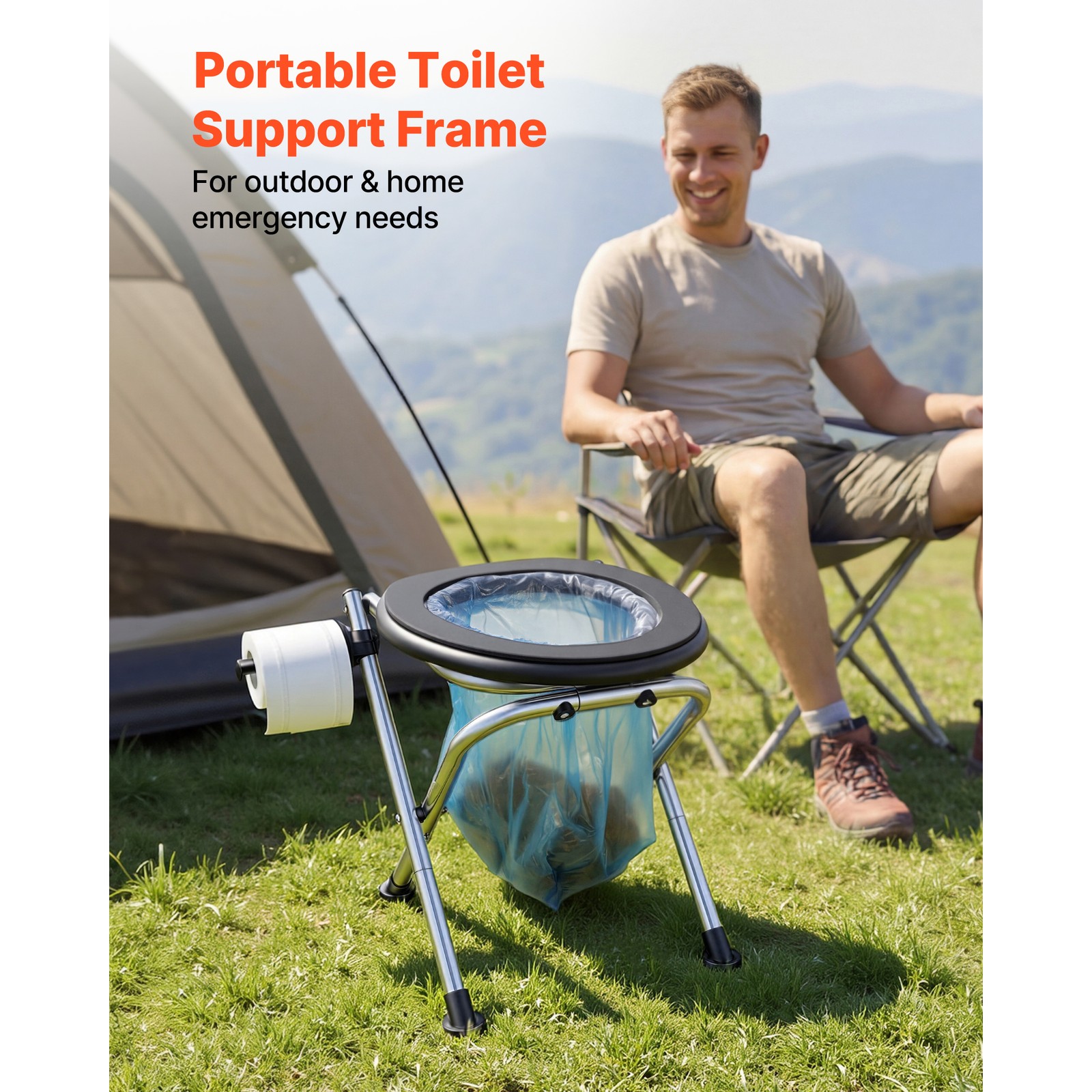 Uimoso Portable Folding Toilet Chair 350 lbs Capacity for Camping and Travel