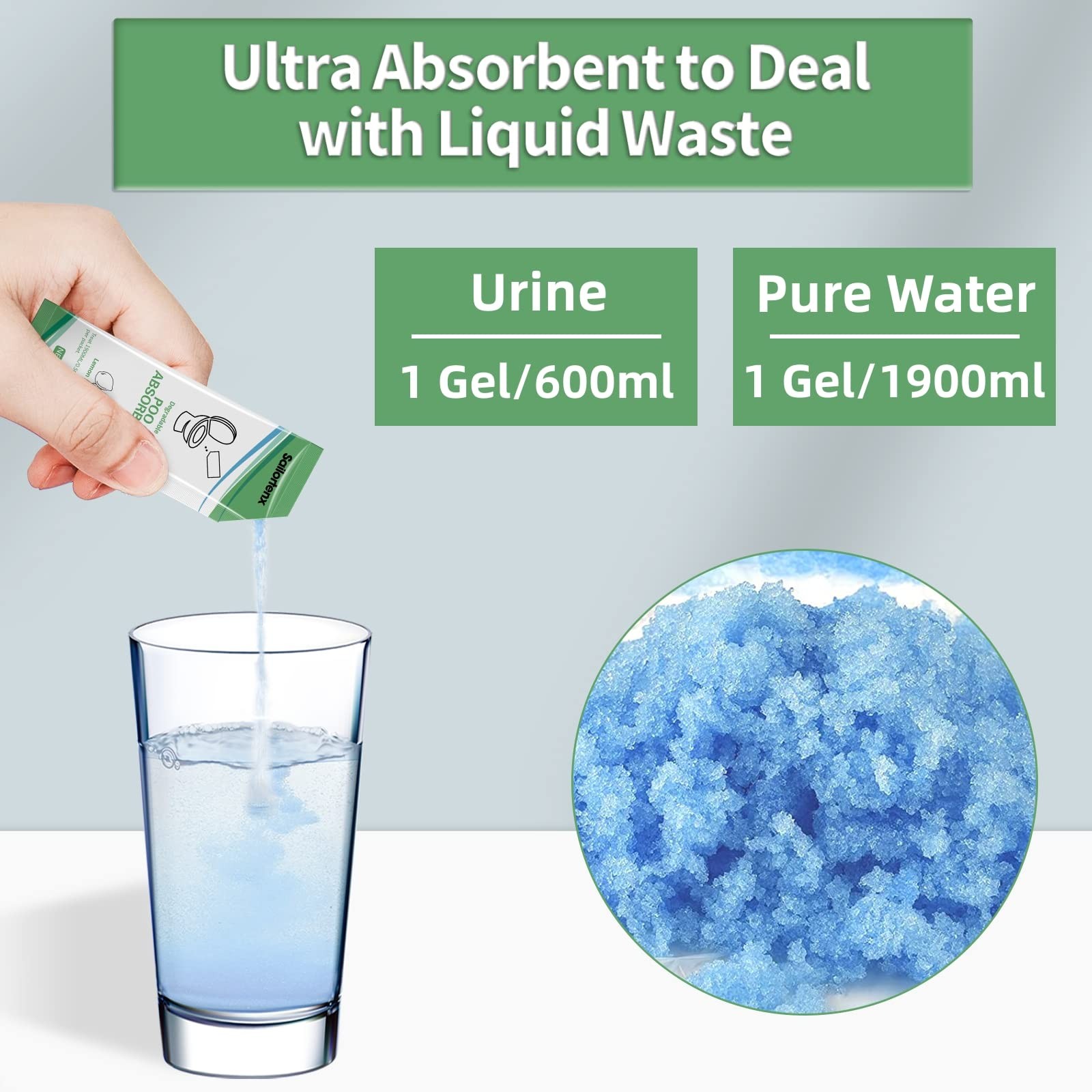 15 PACK Poo Absorbent for Portable Toilet, Camping Toilet Chemicals, Eco Degr…