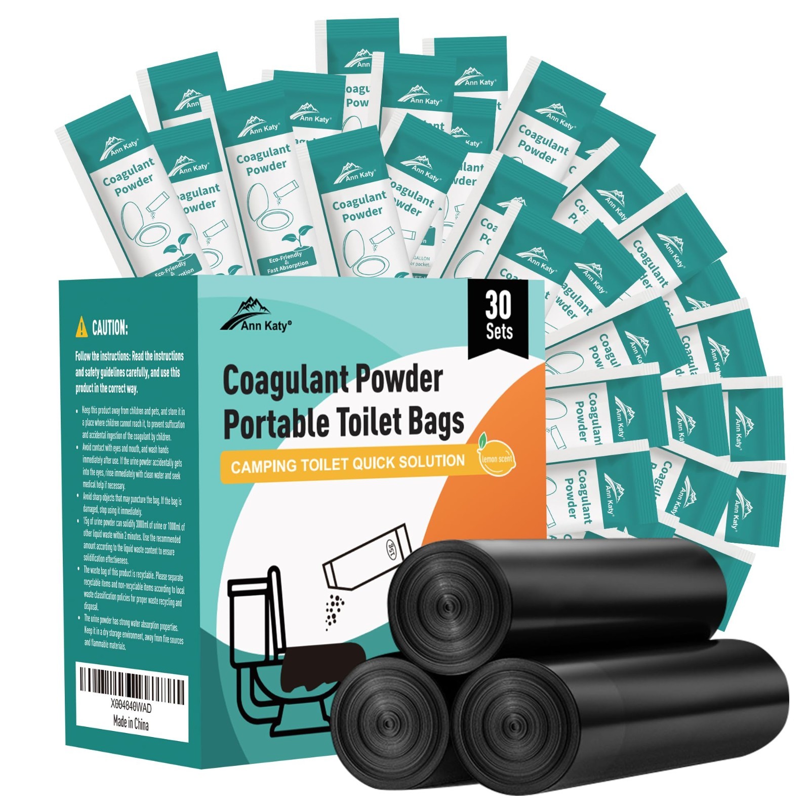 Super Absorbent Polymer Camp Toilet Chemicals – 30 Packs, Portable Gel for 5 Gal