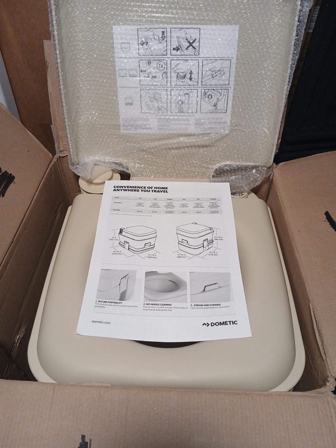 Dometic SaniPottie Tall Portable Toilet 5-gallon Waste Tank – Parchment 966 [G3]