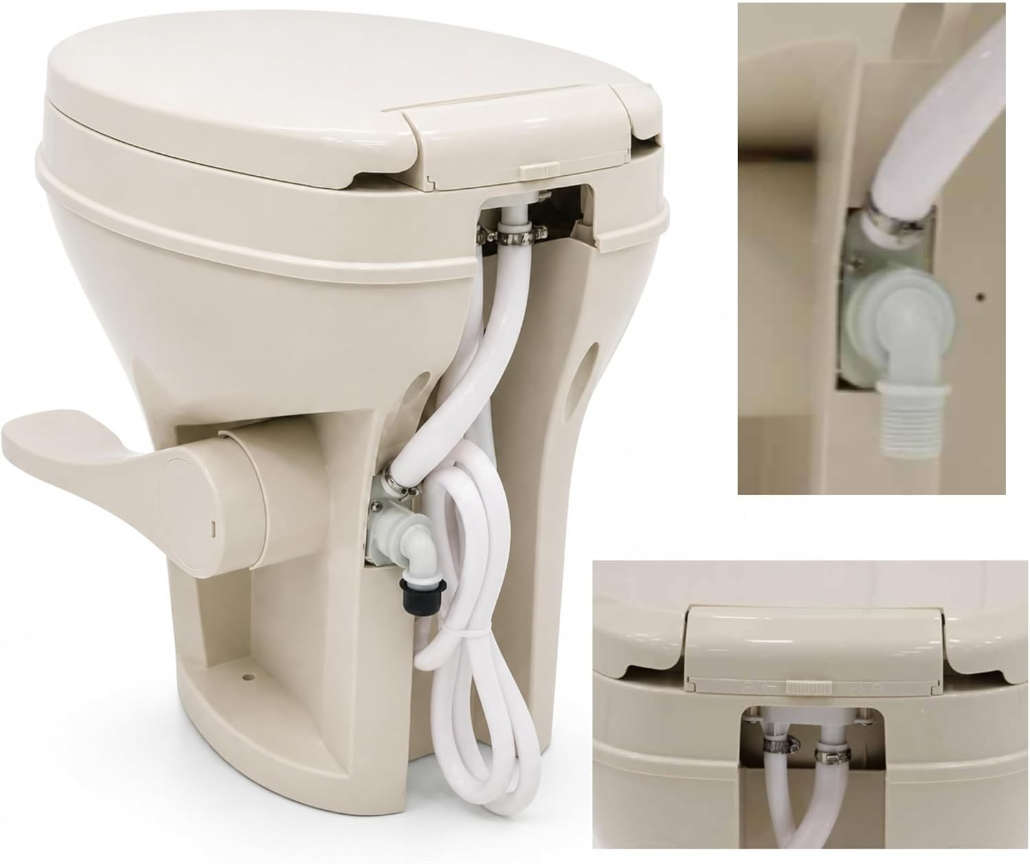 SEAFLO Ceramic Residential Height Camper/RV Toilet with Sprayer Attachment