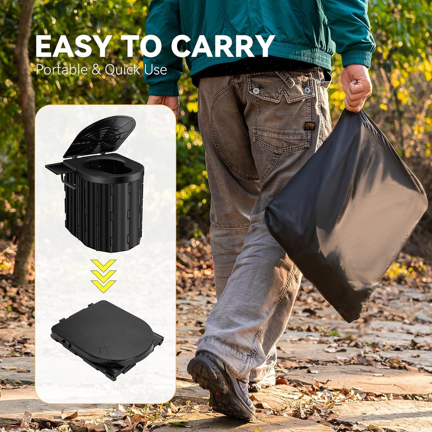 Upgrade XL Portable Toilet for Adults Extra Large Portable Travel Floding Toilet