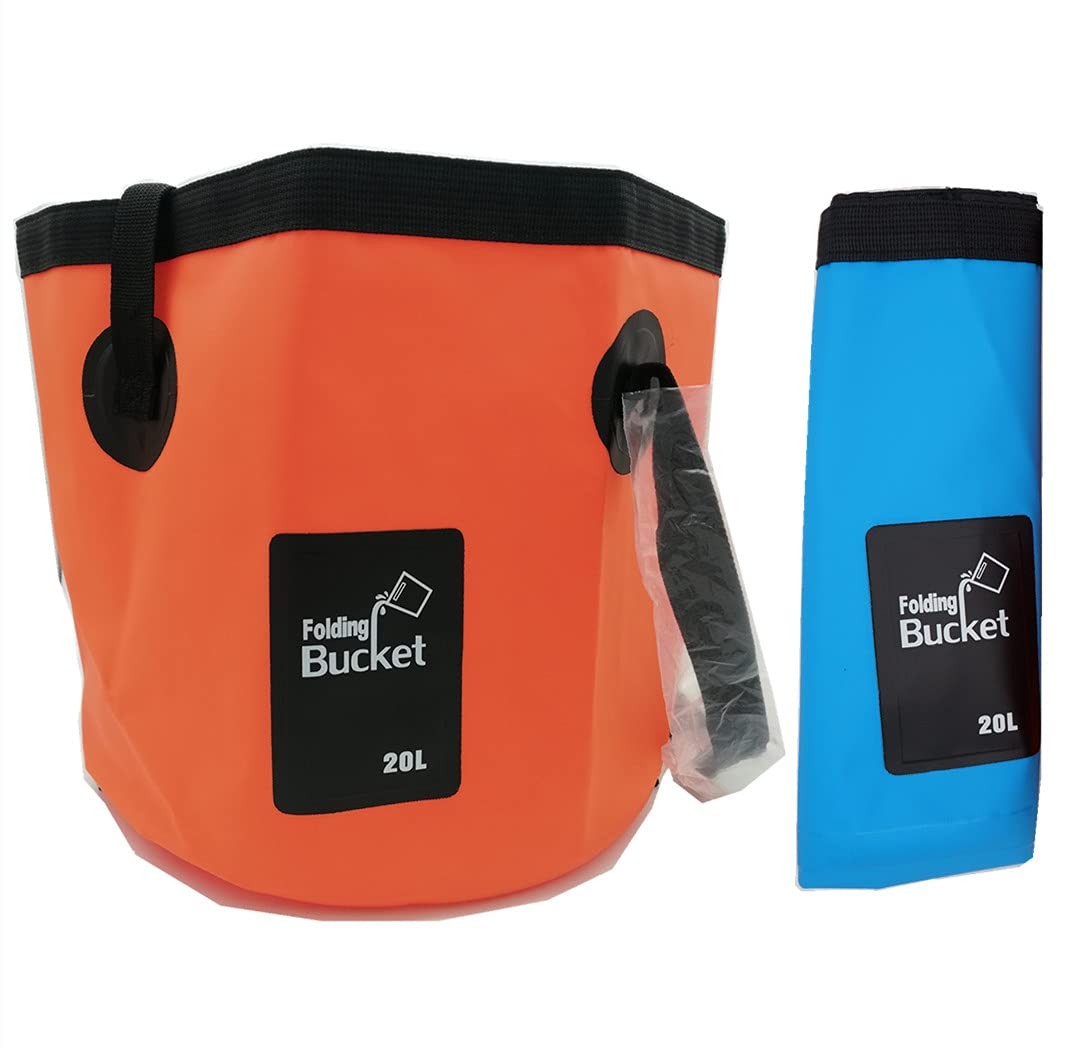 (2Pack) Collapsible Buckets, Camping Water Storage Container 5 Gallon(20L) Po…