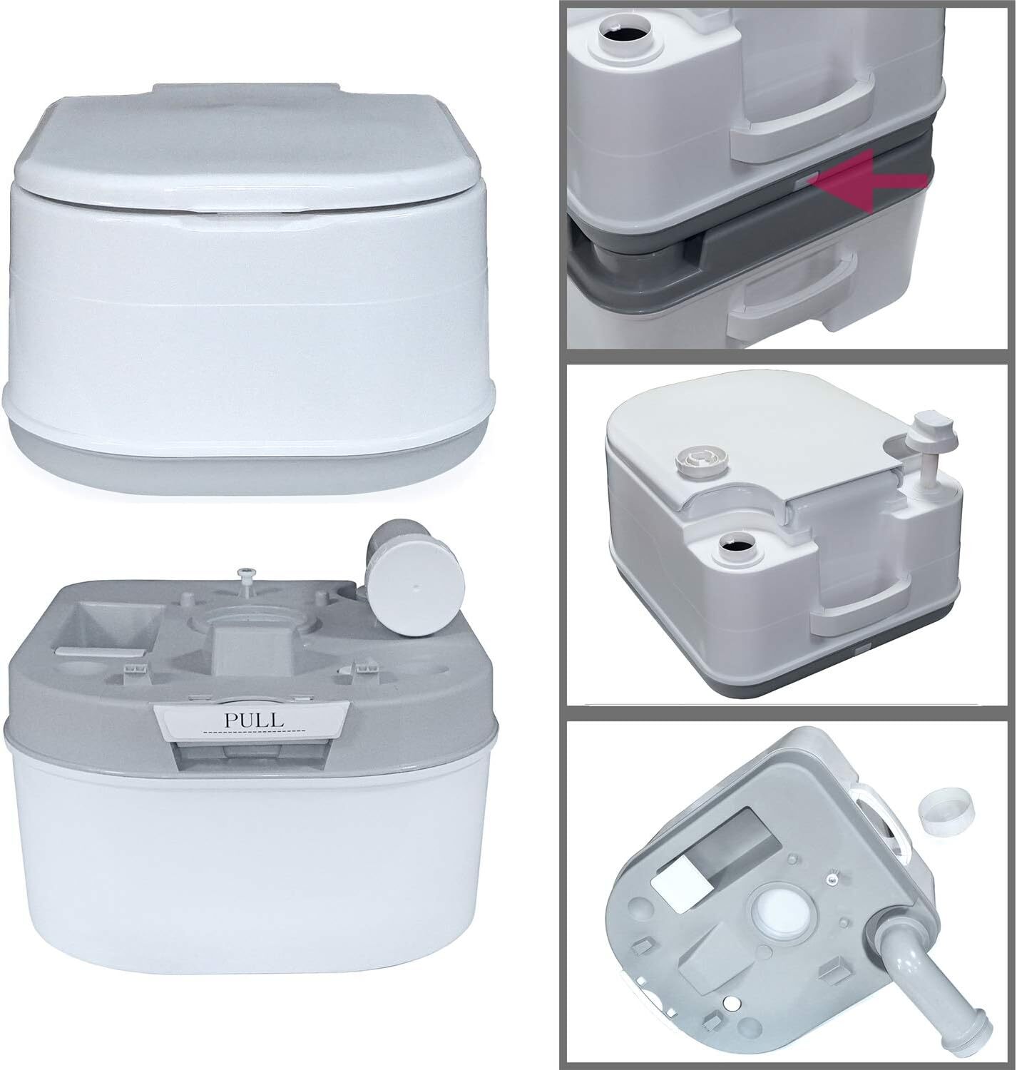 6.3 Gallon 24L Advanced Portable Toilet Flush Camping Travel Piston Pump Commode