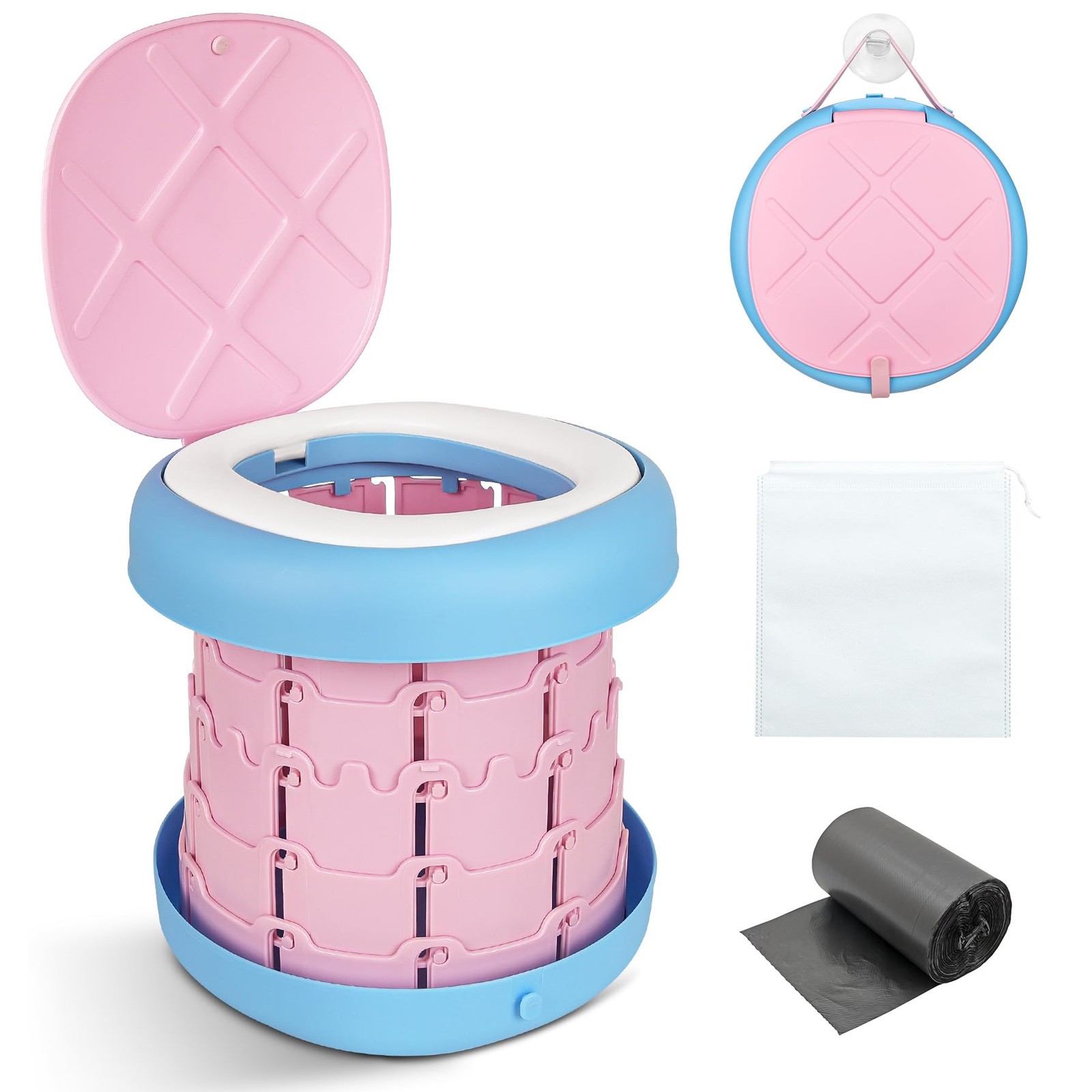 Portable Toilet Camping Foldable Potty for Toddler Adults Kids Travel Potty f…