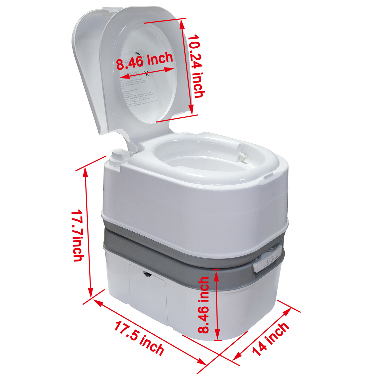 6.3 Gallon 24L Advanced Portable Toilet Flush Camping Travel Piston Pump Commode