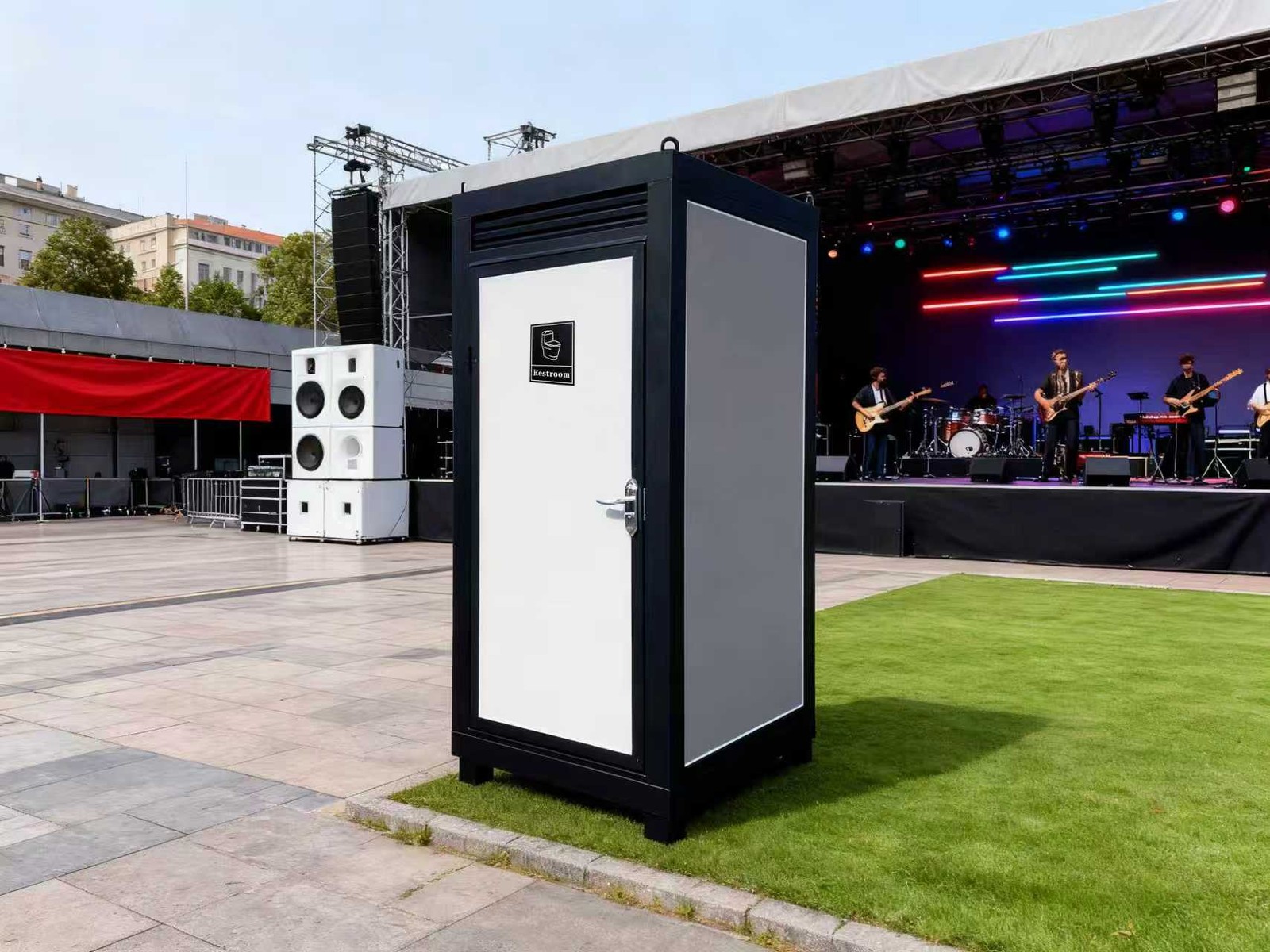 Heavy Duty Steel Portable Toilet Cabin Outdoor Restroom with Sink Light Vent Fan
