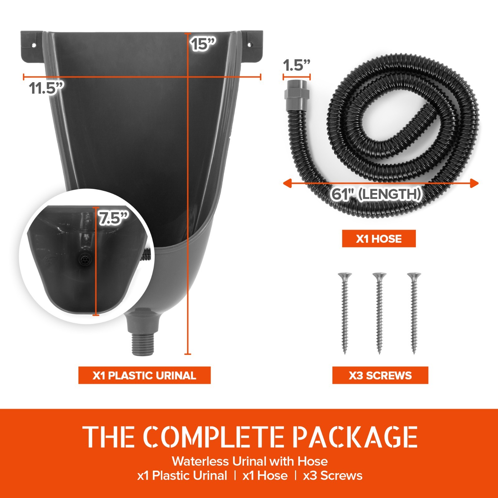 Waterless Outside Toilet Urinal With Hose Urine Diverter Urinal For Men Bathroom