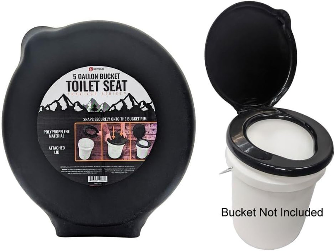 Portable Black Plastic Toilet at Lids, Fits a 5 Gallon Bucket, Great for Camping