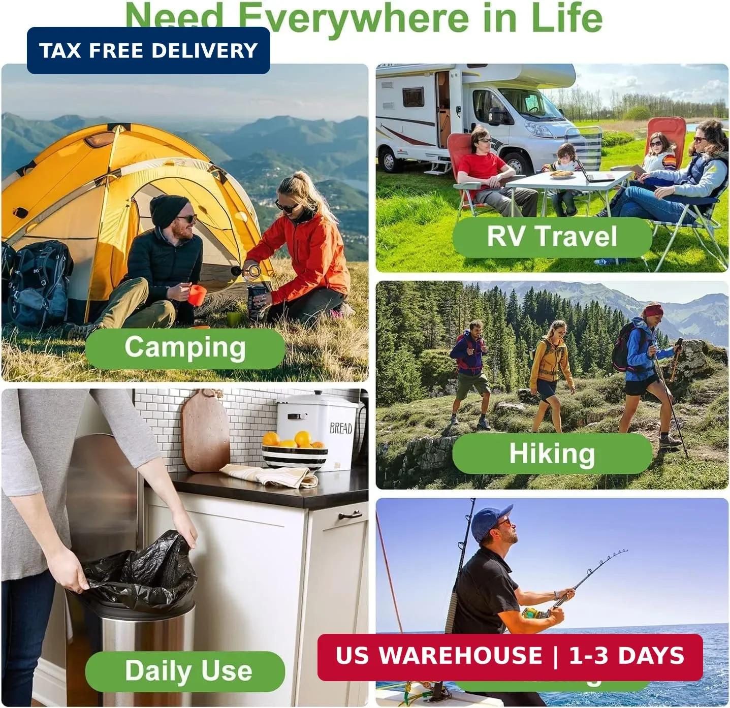 100 Portable Toilet Bags, Thick Biodegradable Camping Toilet Bags for Portable