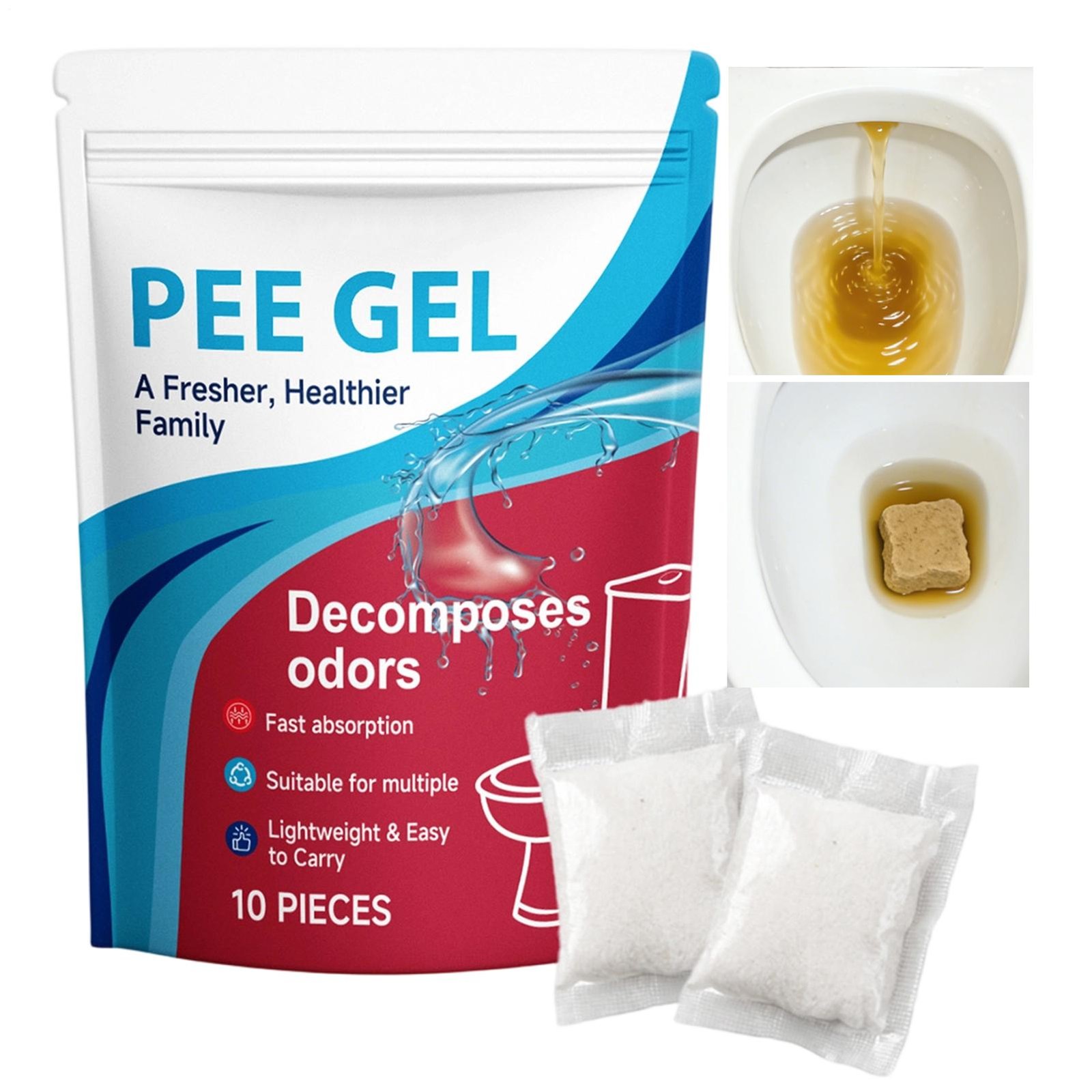 10pcs Portable Toilet Gel Urine Solidifier,Odor Neutralizer, Pee Absorbent Gel