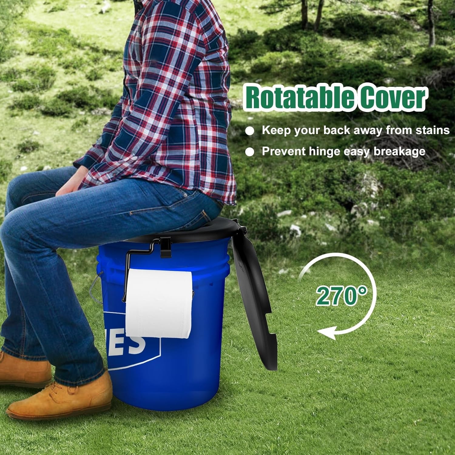 Portable Toilet Seat for 5 Gal Buckets, Camping Toilet with Lid for Adults, Snap