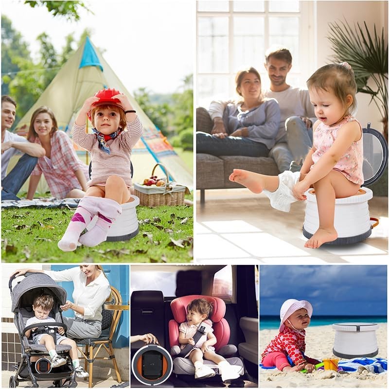 Grey Foldable Toddler Training Potty Seat Portable Travel Toilet Seat