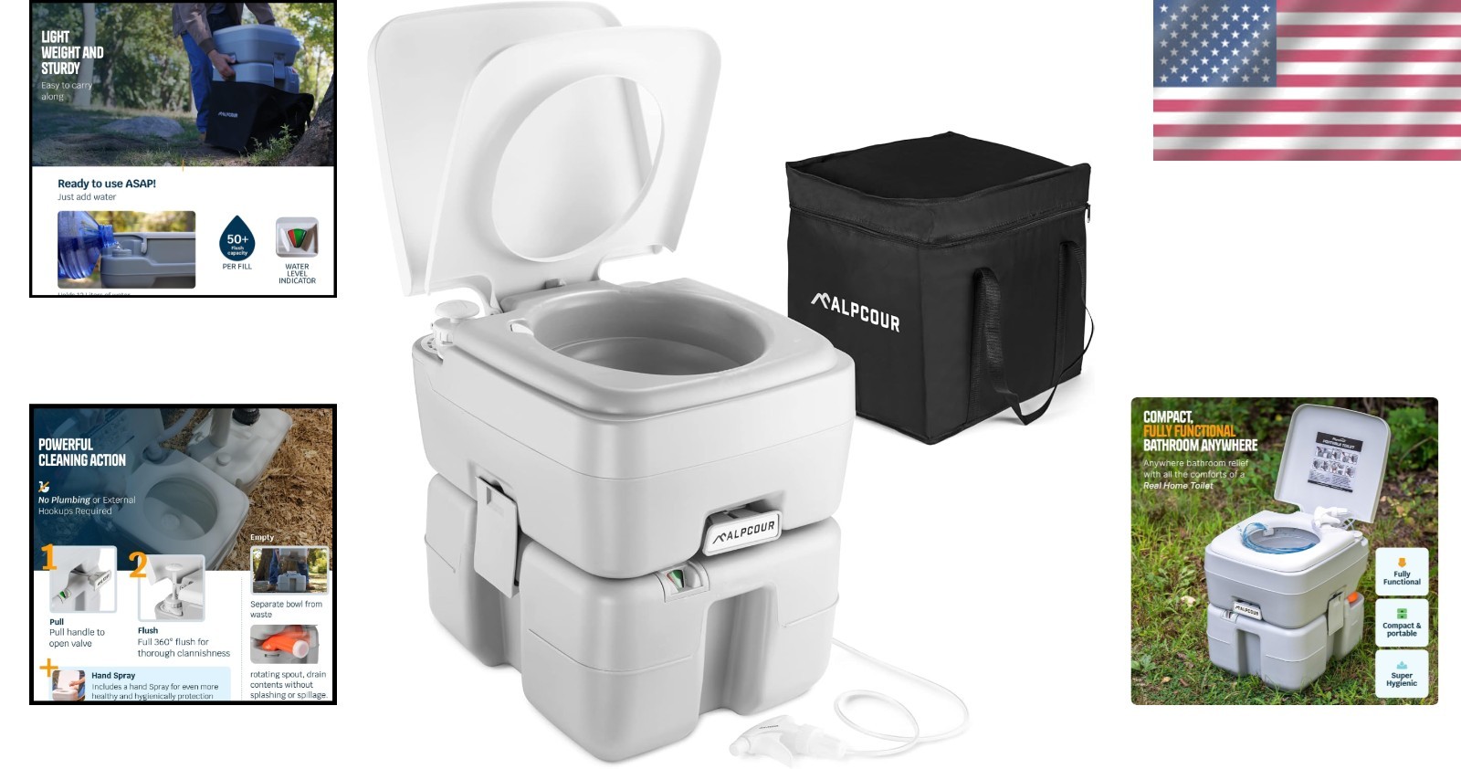 Travel-Friendly Portable Toilet with Built-In Sprayer – Ideal for Campers & RVs