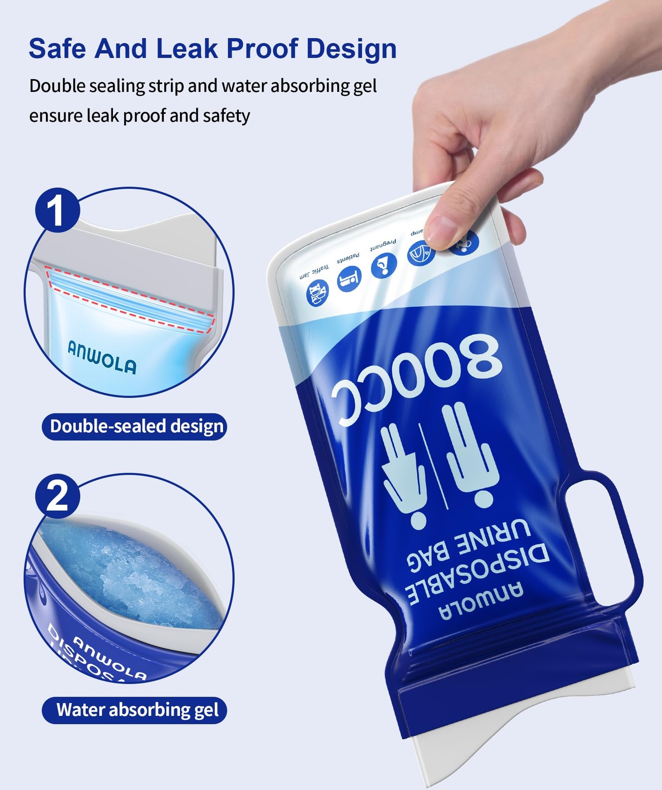 Disposable Urine Bags with Handle, 12 Pack 800ml Pee Bags for Travel for Men …