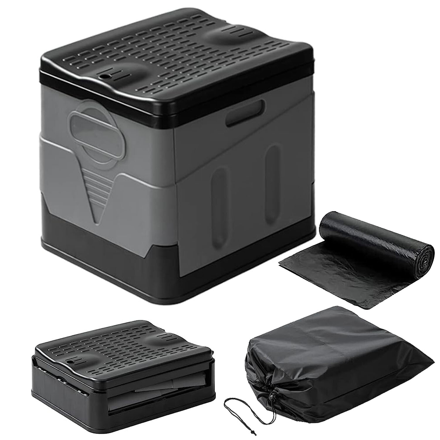 20L/5Gal Folding Toilet Outdoor Travel Camping Potty Car Toilet with Trash Bags