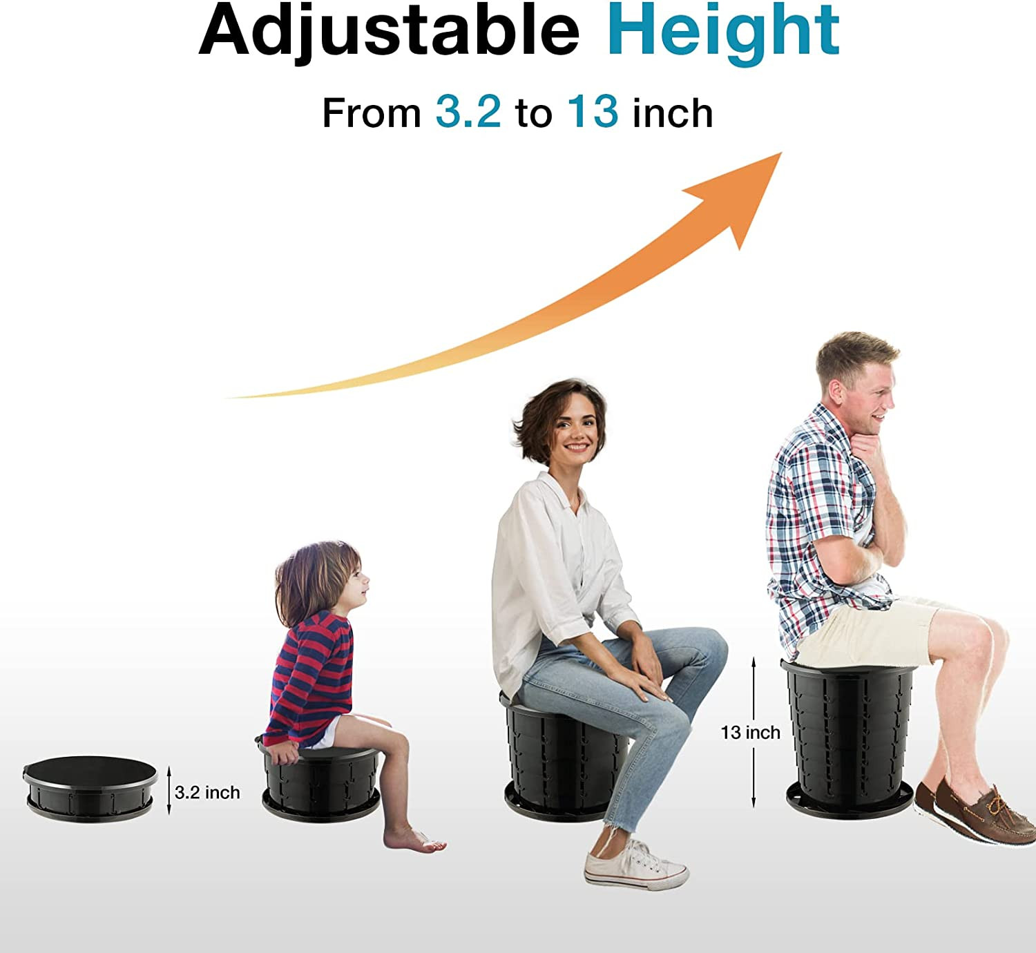 Upgrade Retractable Portable Toilet Travel Toilet Adjustable Height Camping Toil