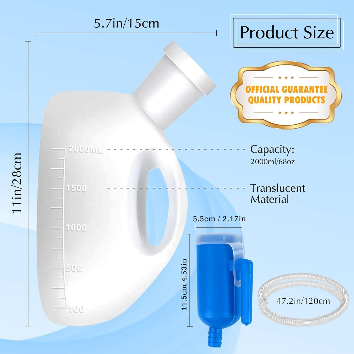 Portable Urinals for Men, OOCOME Men Urinal Bottle Spill Proof Reusable Male Pee