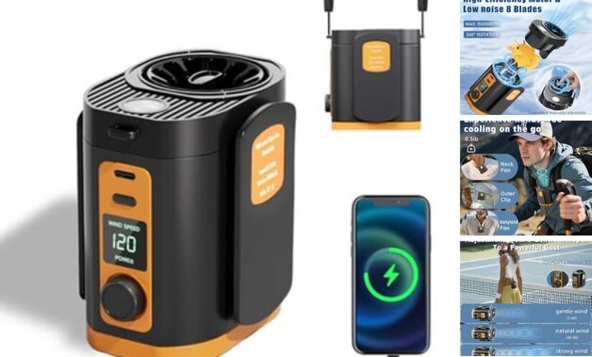 Portable Fan,120-Stepless Dial Waist Clip Fan Turbo Cooling,6000mAh Origin