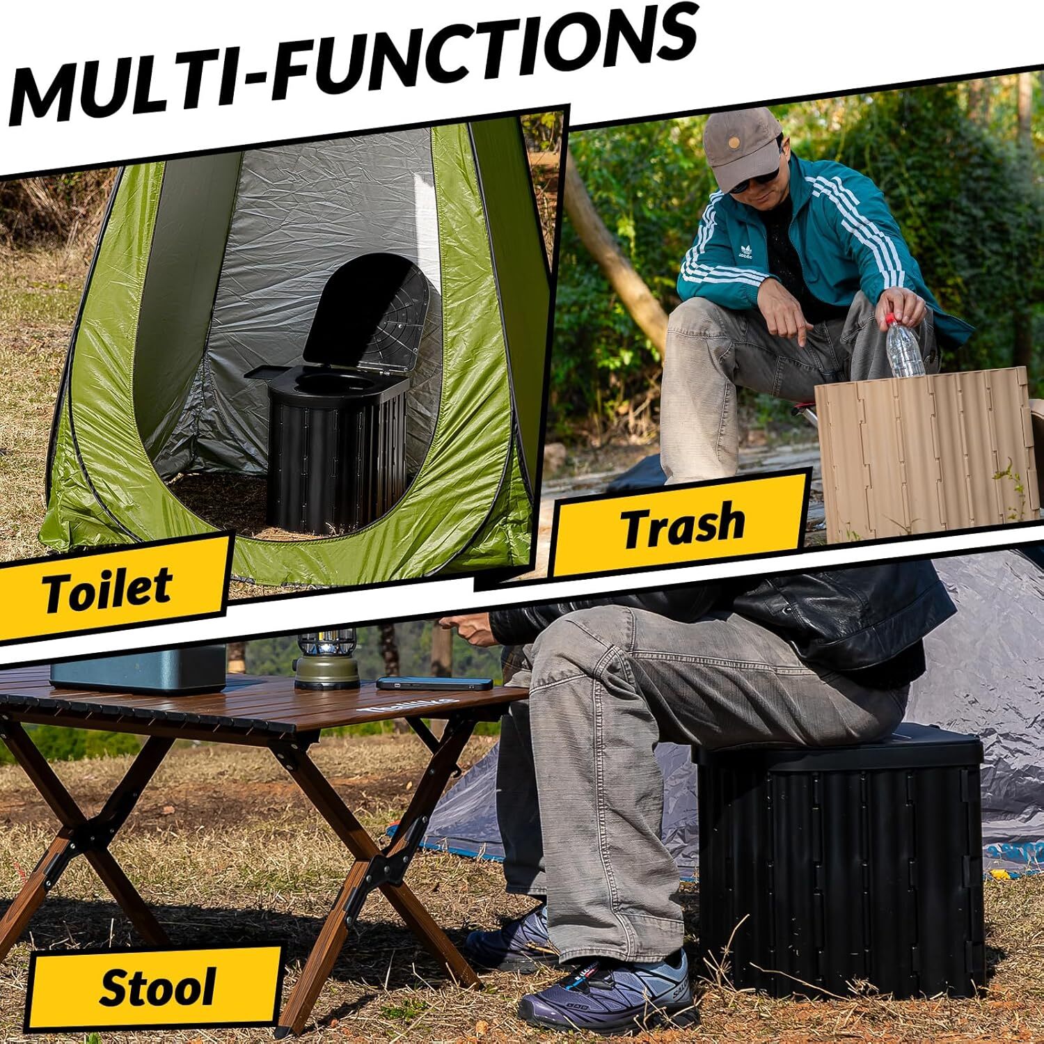 Upgrade XL Portable Toilet for Adults Extra Large Portable Travel Floding Toilet