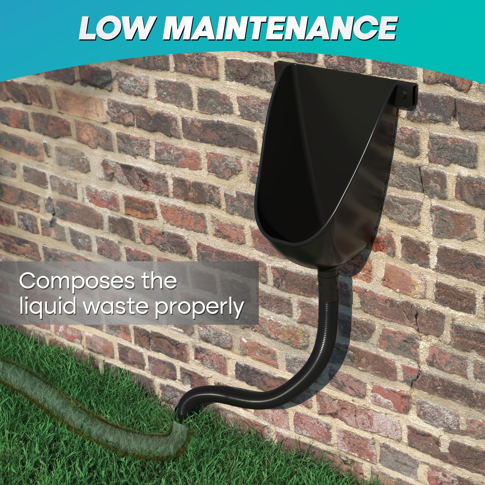 Waterless Urinal with Hose Black – UV Resistant Outside Urinal, Outdoor Plast…