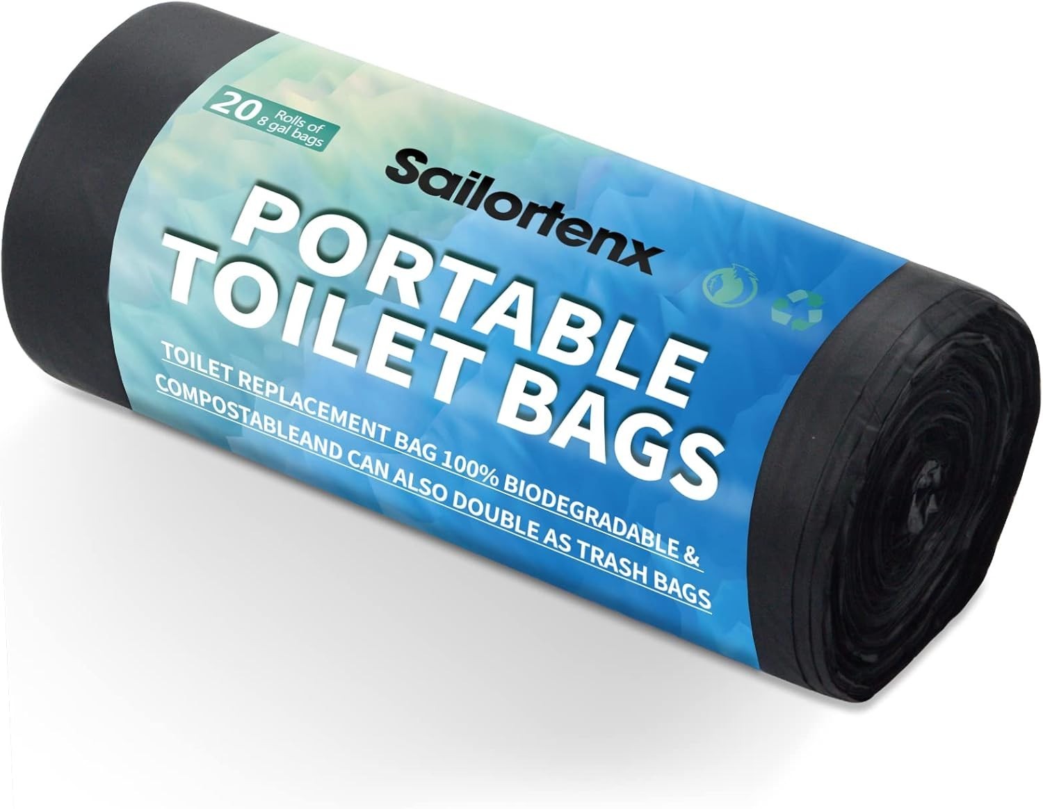 80/60/20 Portable Camping Toilet Bags 100% Compostable 8 Gallon Use with 5 Ga…
