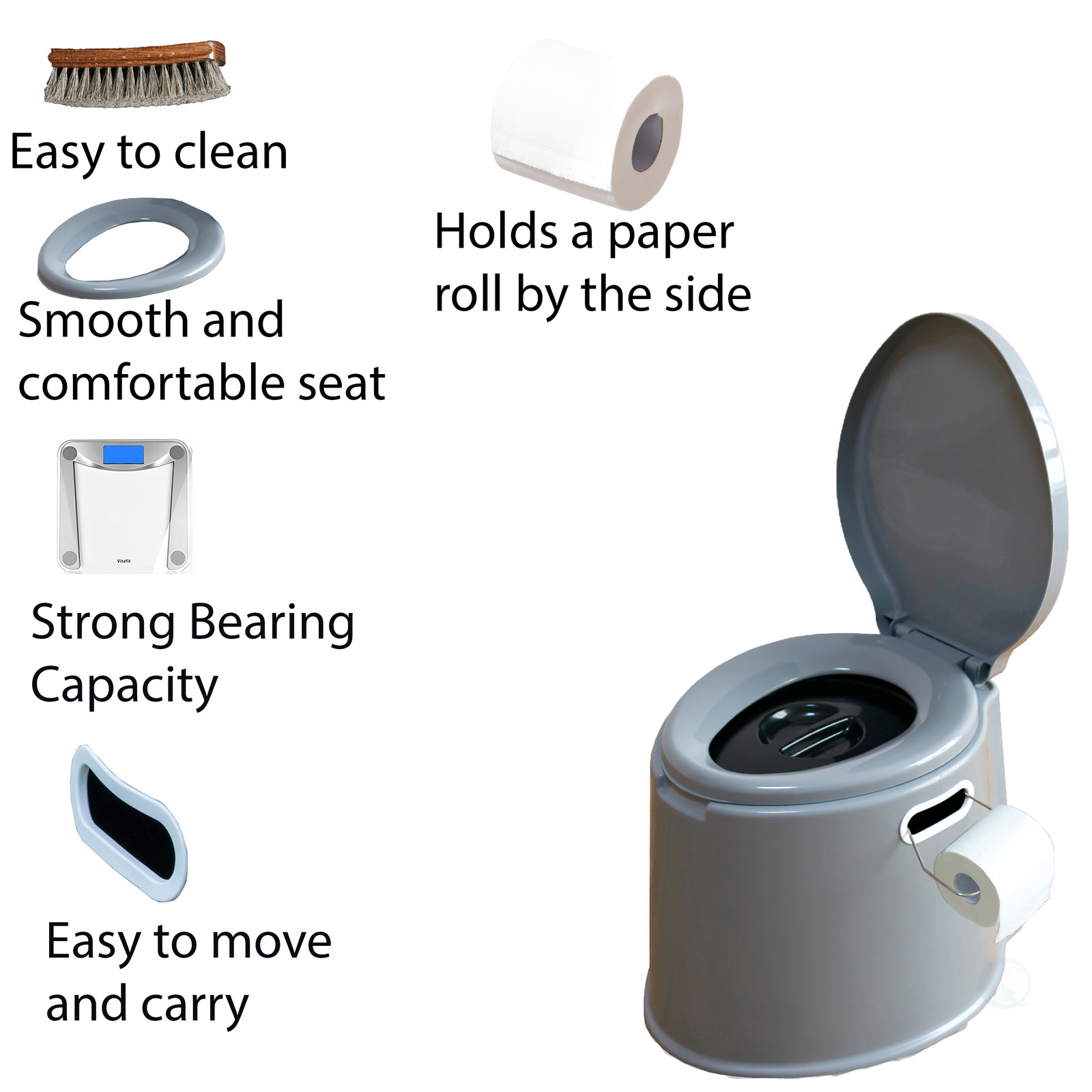 New Basicwise Portable Travel Toilet For Camping and Hiking