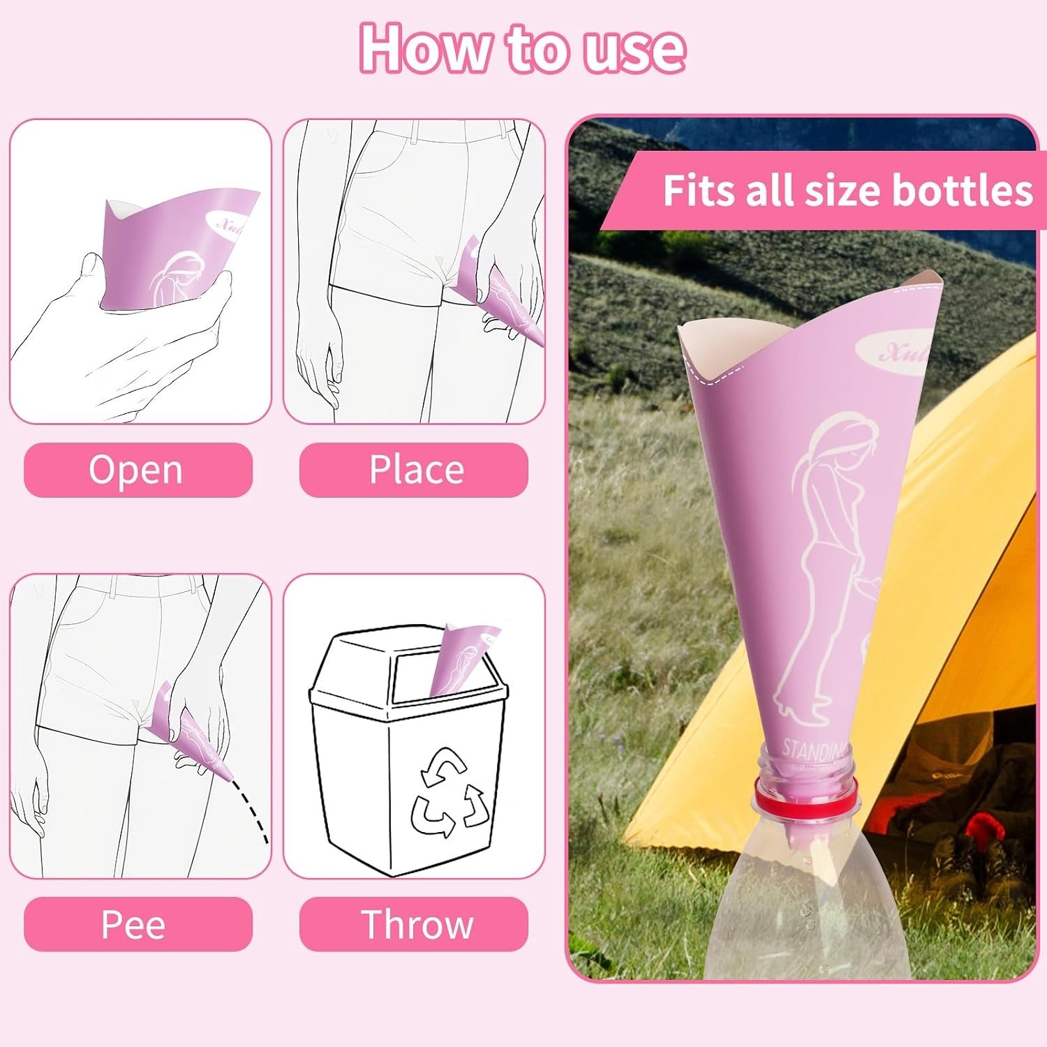 Disposable Female Urination Device, 10PCS Portable Pee Funnel for Women, Port…