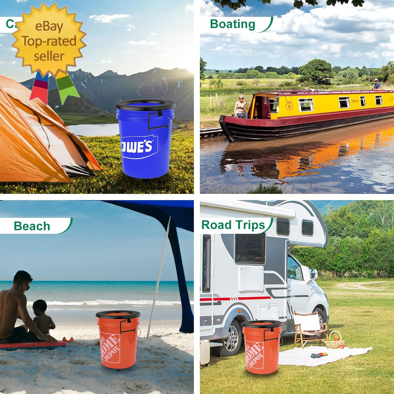 Bucket Toilet Seat, Portable Toilet Seat for 5 Gal Buckets, Camping Toilet Seat,