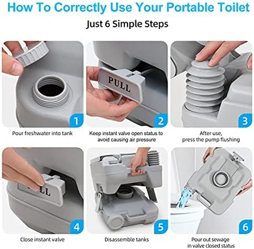 YITAHOME Portable Toilet 2.6 Gallon Camping RV Potty, Double Water Outlet, Pr…
