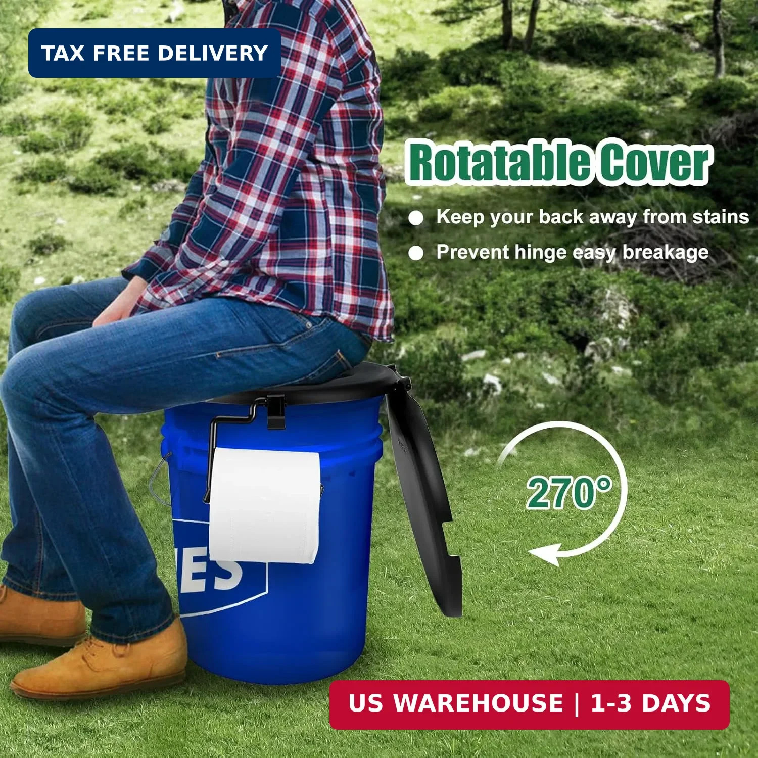 PAHTTO Portable Toilet Seat for 5 Gal Buckets, Camping Toilet with Lid for Adult
