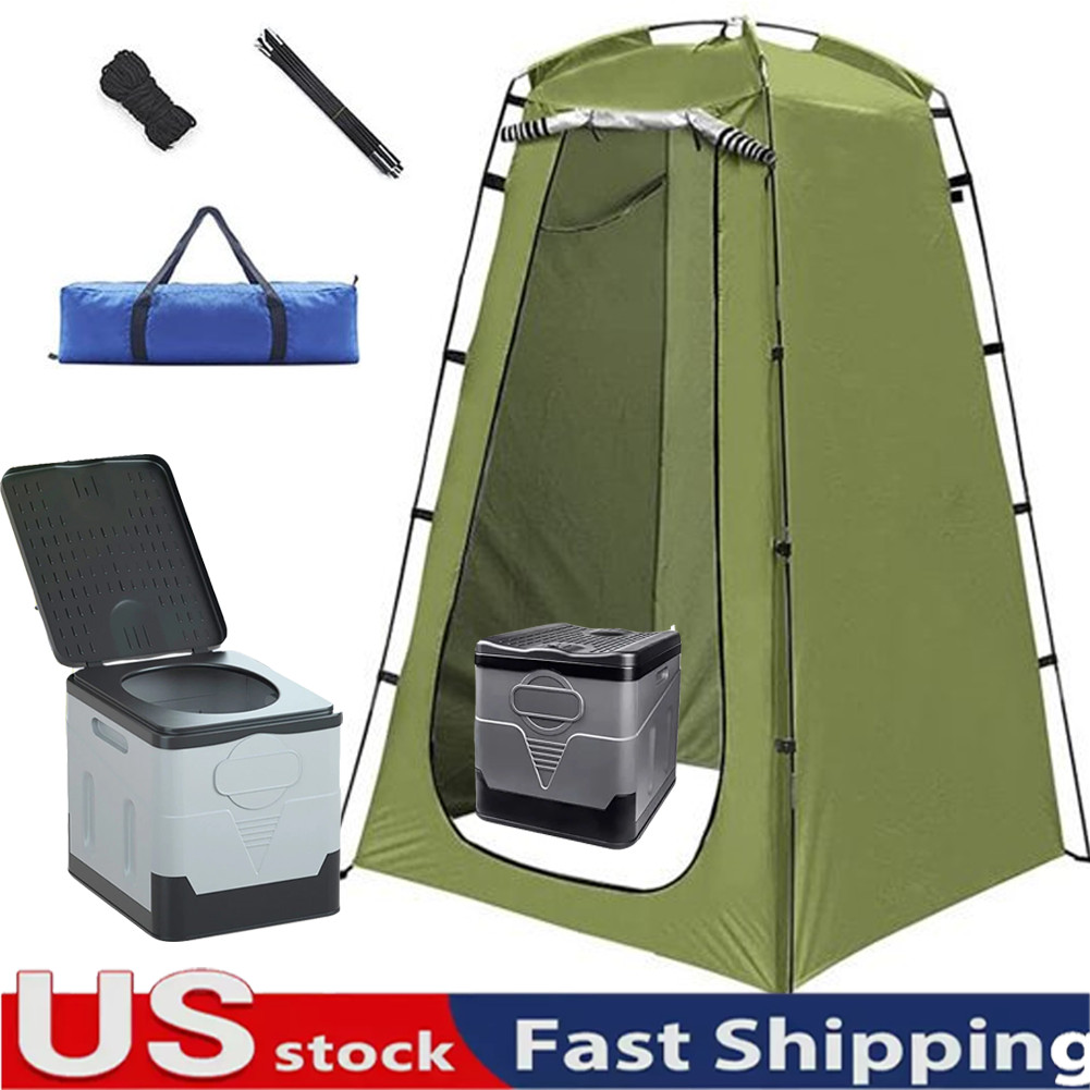 Portable Toilet Kit,Camping Toilet with Pop-Up Privacy Tent Shower Changing Room