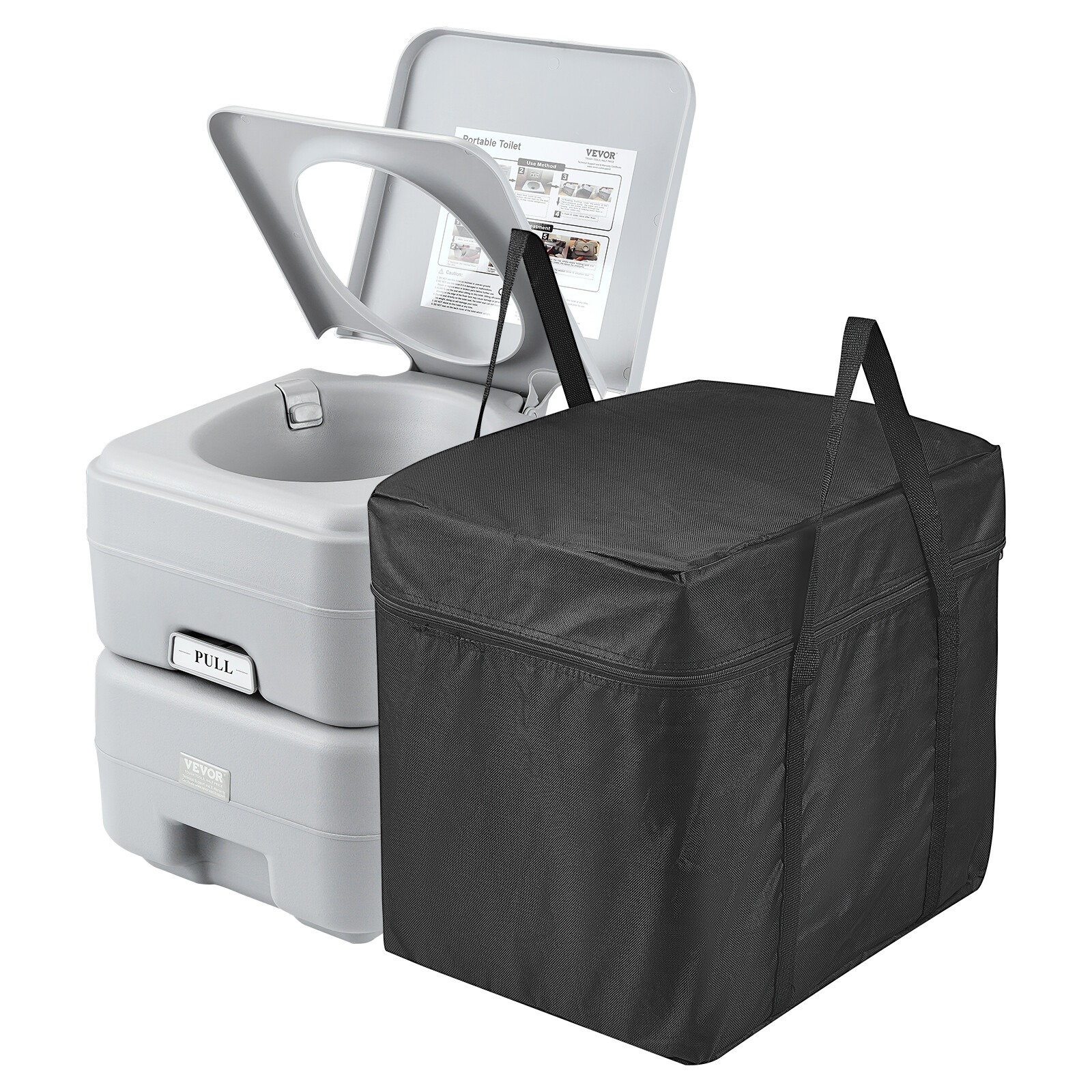 Portable Toilet 5.3Gallon Flush Travel Camping Outdoor Commode Potty w/Carry Bag