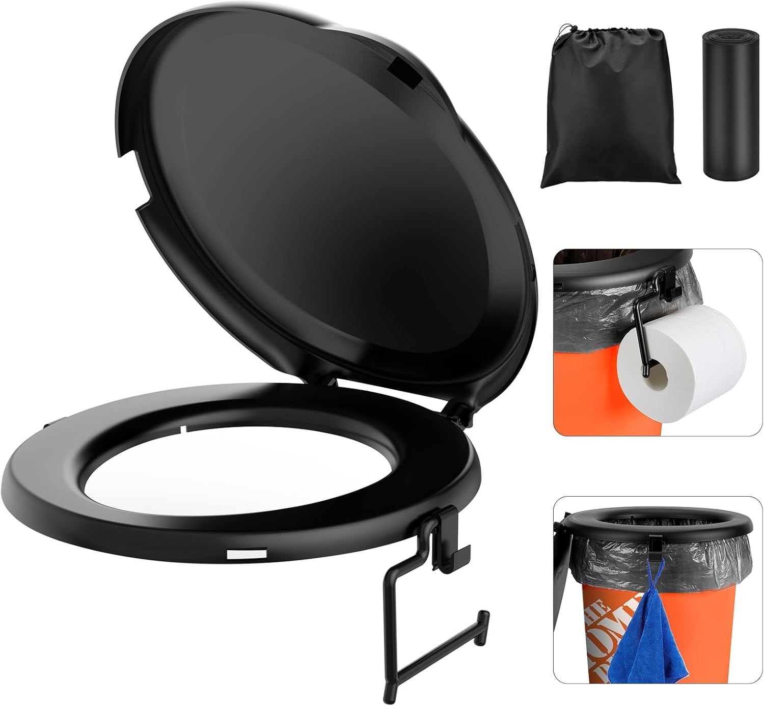 Portable Toilet Seat for 5 Gal Buckets, Camping Toilet Seat with Lid for Adults