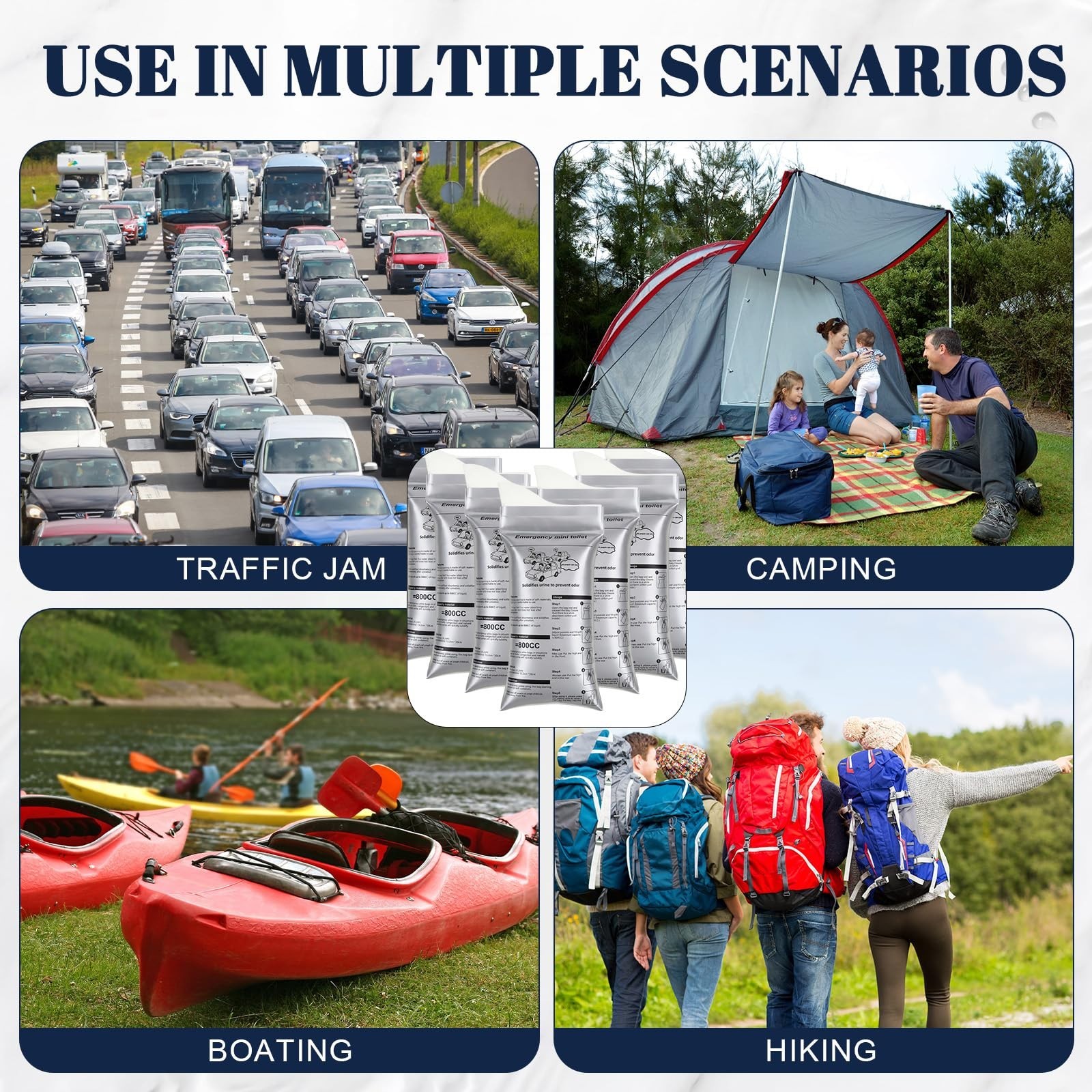 50 Pcs Disposable Urinal Bags – Portable Pee Bags for Travel, Camping, Emergency