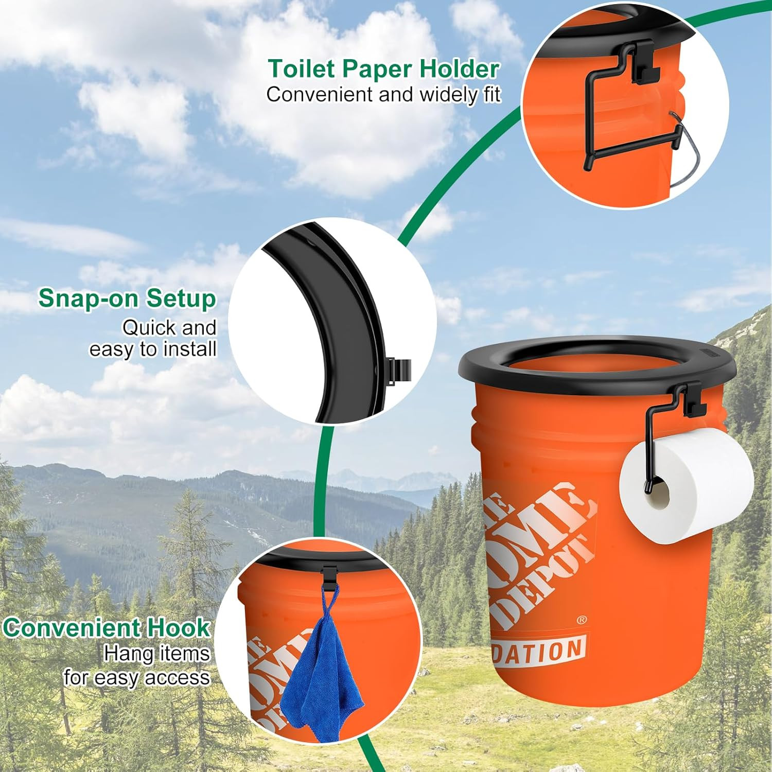 Bucket Toilet Seat, Portable Toilet Seat for 5 Gal Buckets, Camping Toilet Seat,