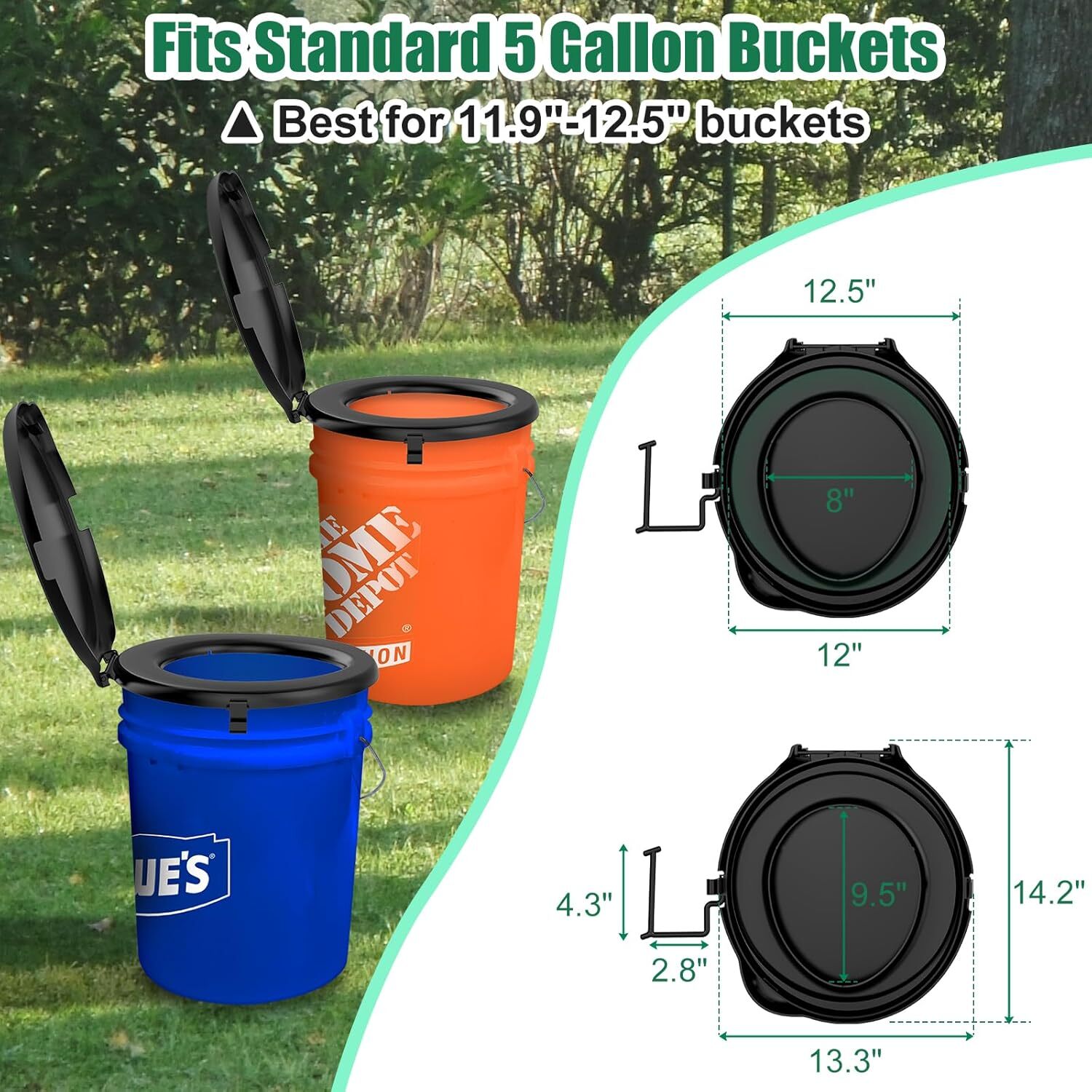 Durable Portable Toilet Seat for 5 Gal Buckets Camping Toilet Seat with Lid
