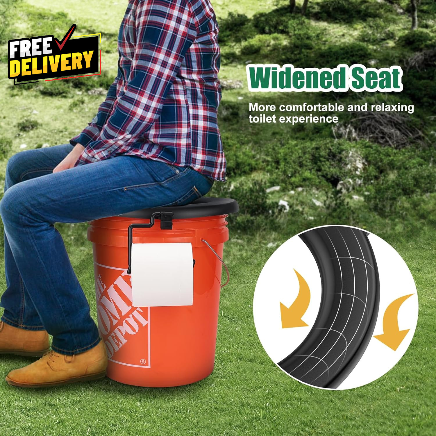 Bucket Toilet Seat Portable Toilet Seat for 5 Gal Buckets Camping Toilet Seat…