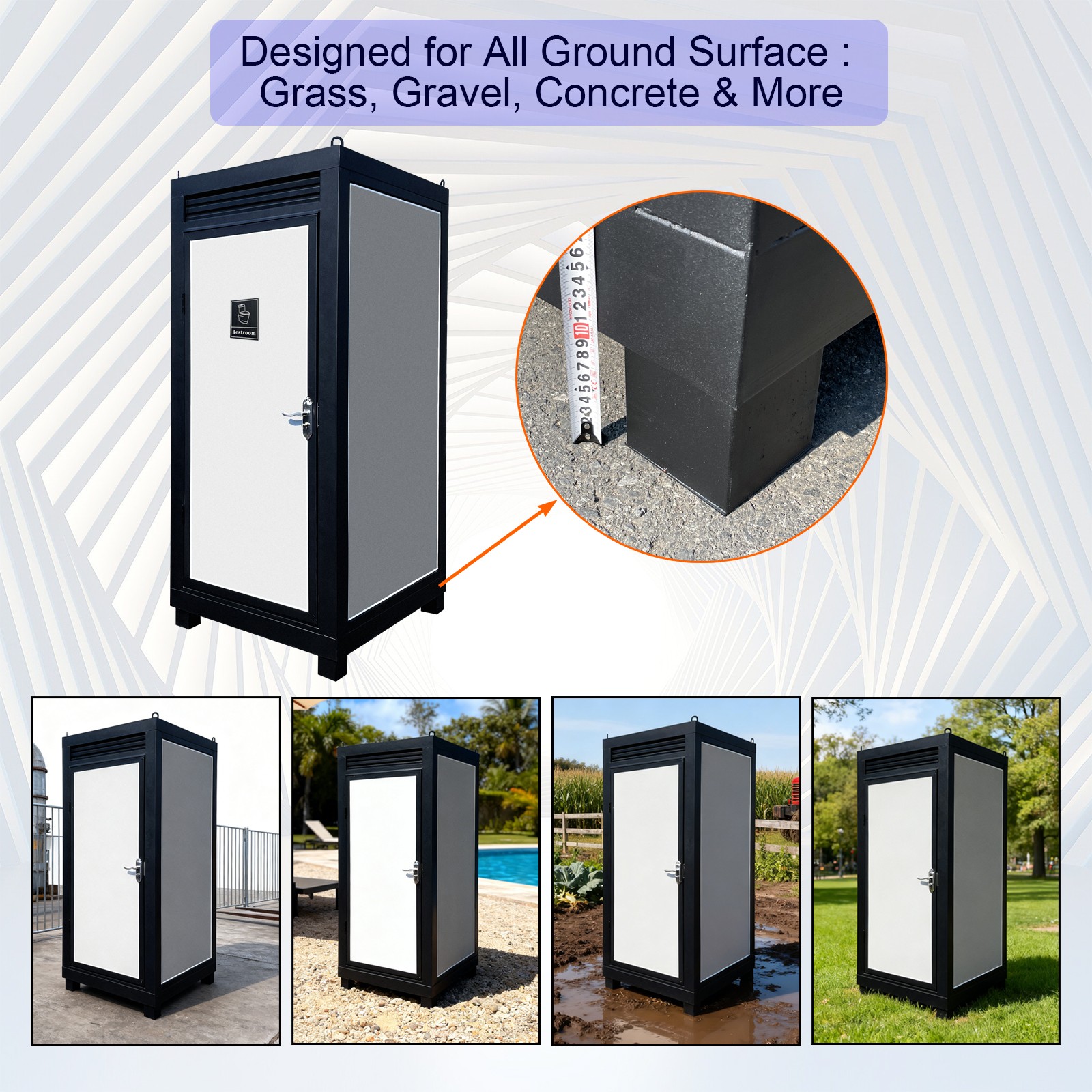 Heavy Duty Steel Portable Toilet Cabin Outdoor Restroom with Sink Light Vent Fan