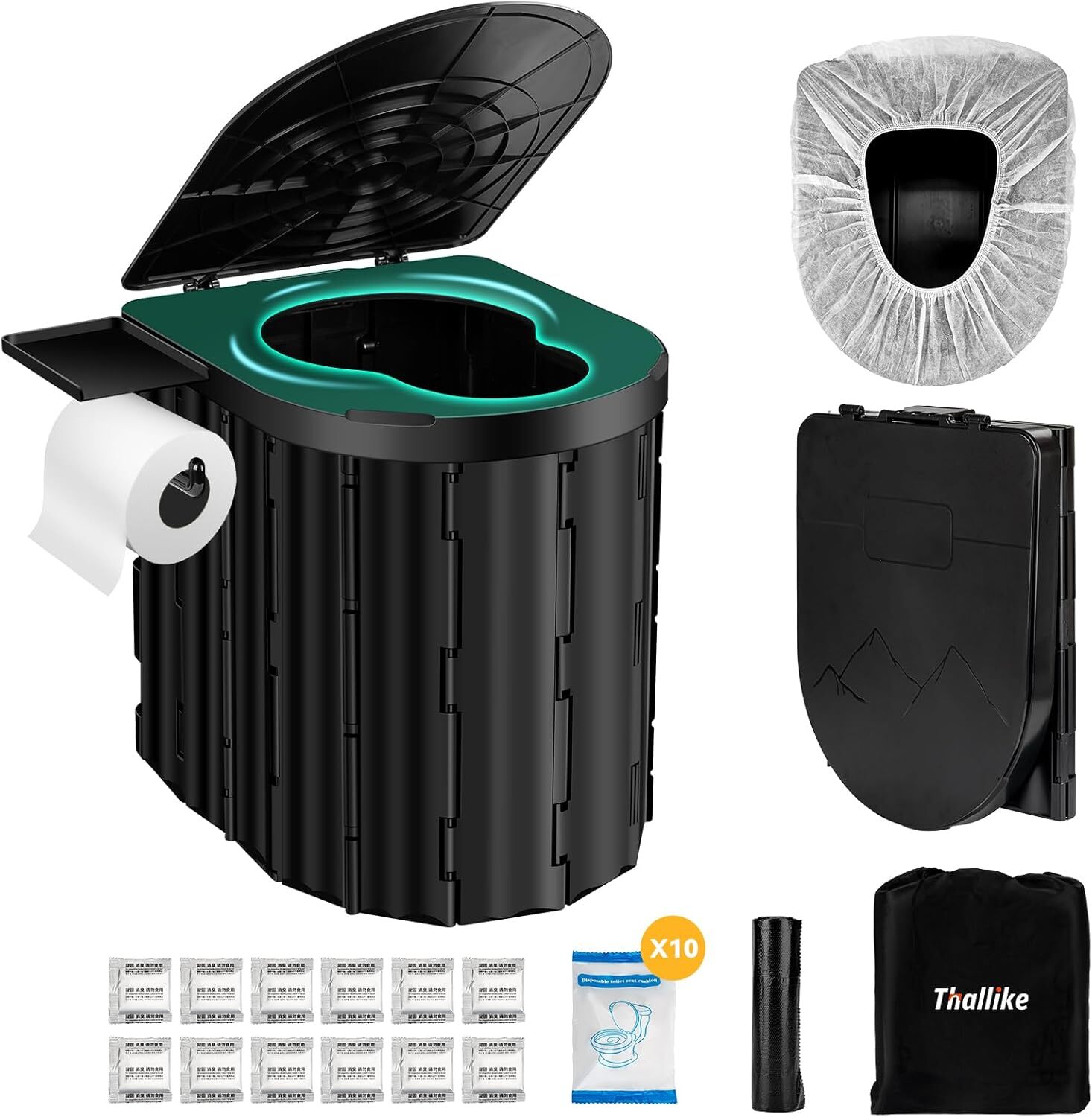 Portable Toilet 15» Camping Toilet for Adults with Lid Travel Portable Potty US