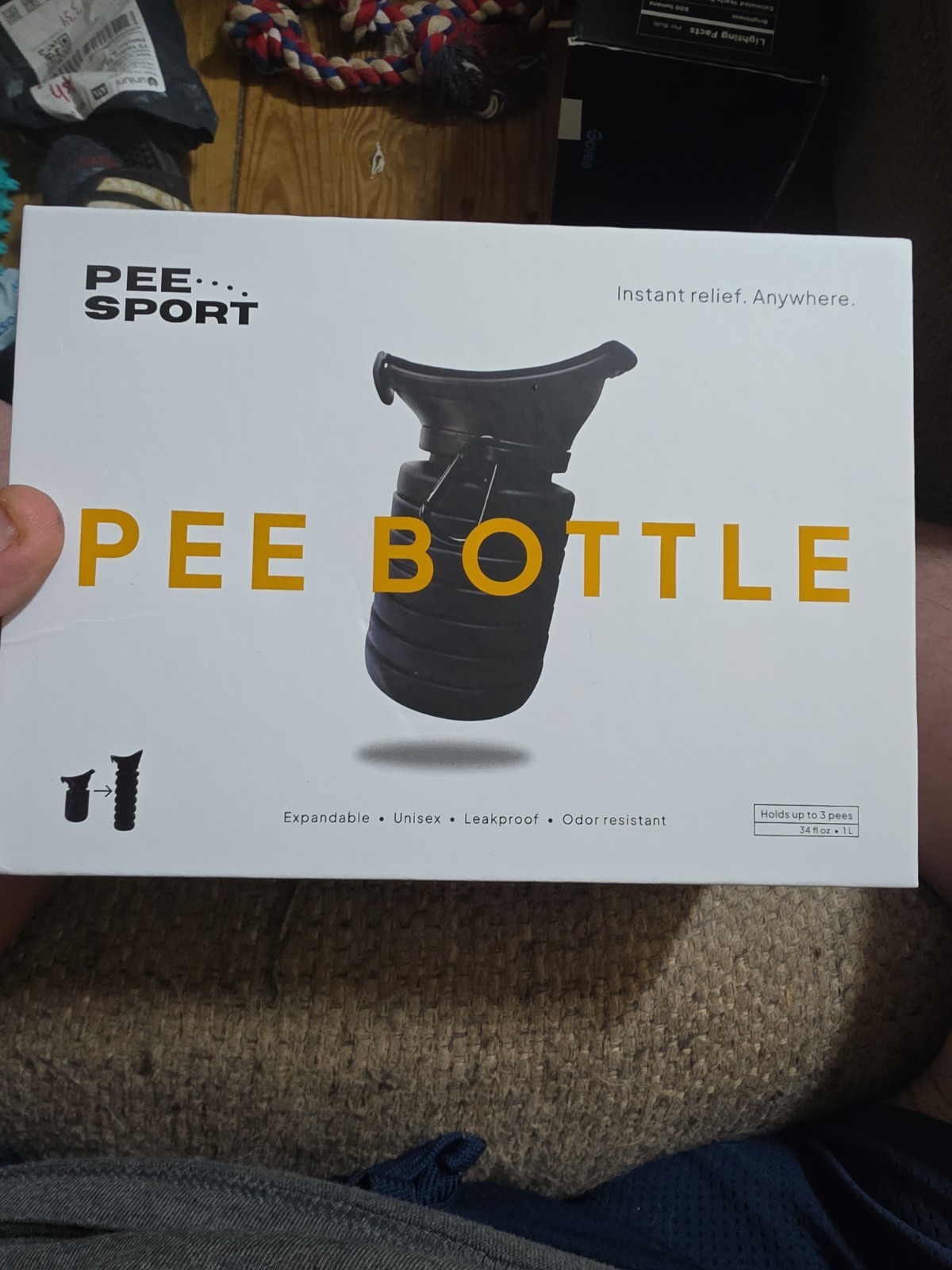 New Pee Sport Pee Bottle Shark Tank 34floz 1 Liter Expandable Leakproof