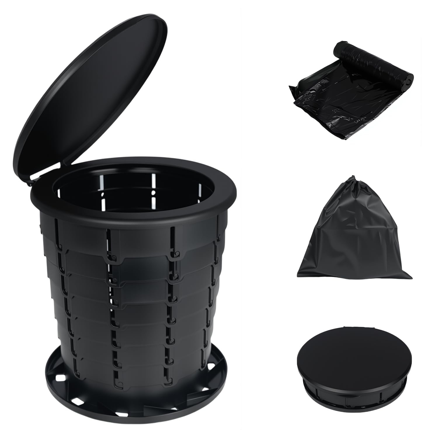 Camping Toilet Retractable Portable Potty Foldable Adjustable Height Travel