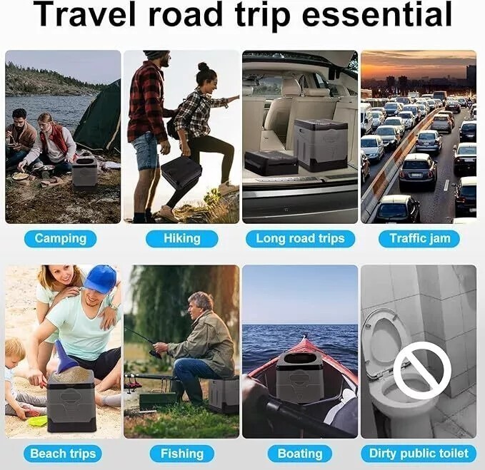 20L Portable Folding Toilet Car Outdoor Travel Potty for Camping Hiking Beach U