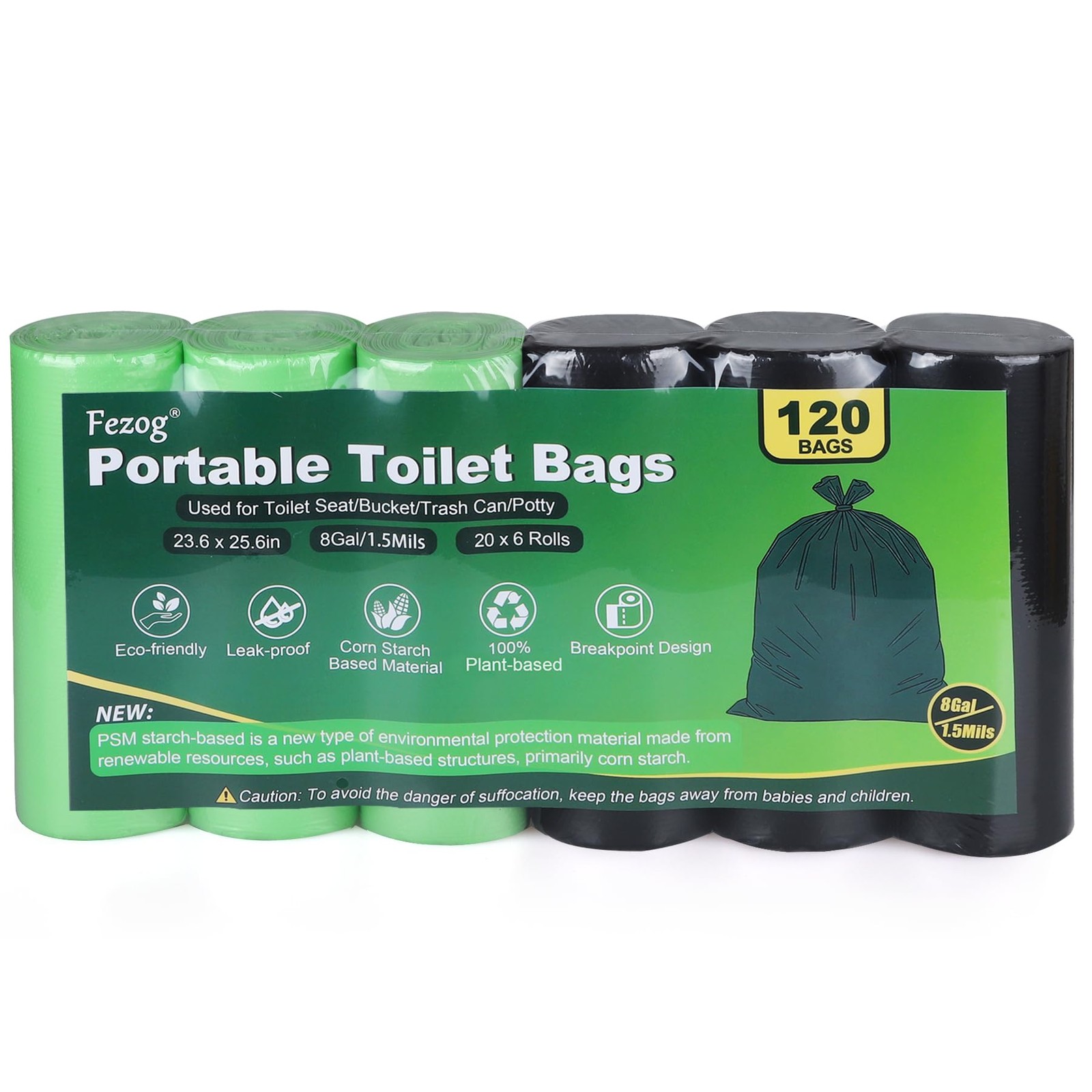 120PCS 8 Gallon Toilet Bags Portable Camping Thick LeakProof Outdoor Travel