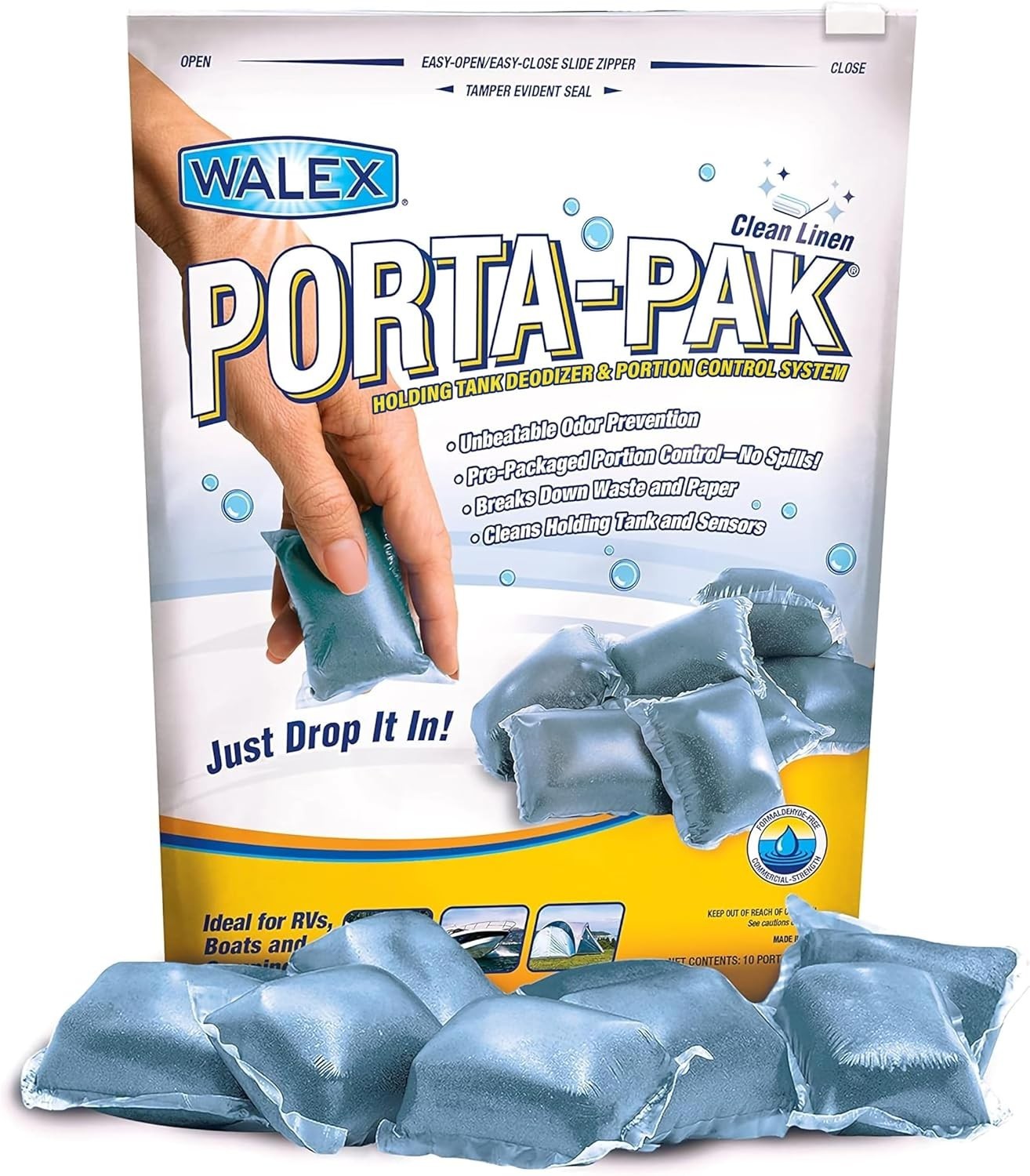 Eco-Friendly Porta-Pak Tank Deodorizer for RV & Marine – 10 Water-Soluble Tabs