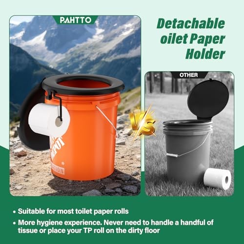 Portable Toilet Seat for 5 Gal Buckets, Camping Toilet Seat with Lid for Black