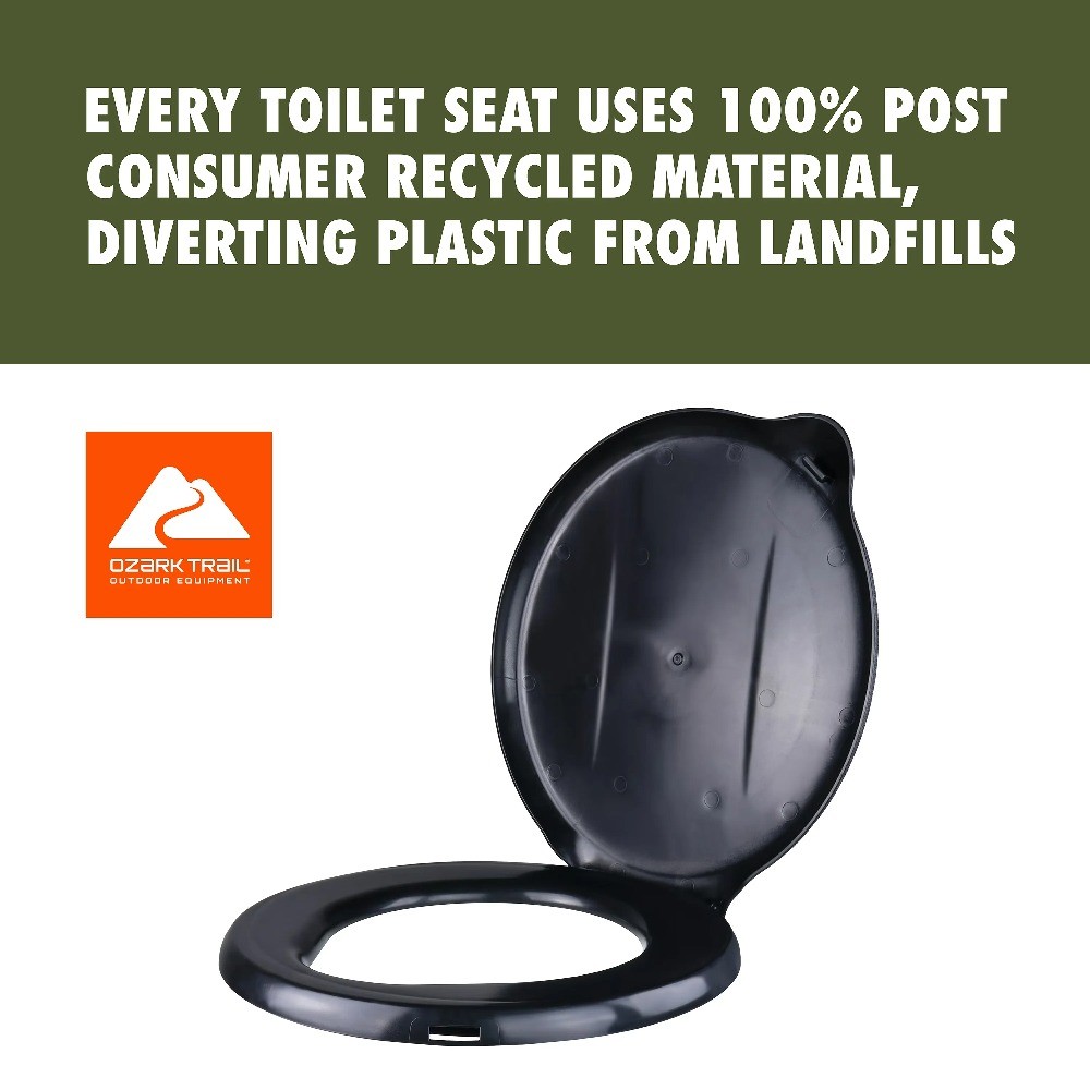 Ozark Trail Portable Outdoor Snap on Toilet Seat Cover with Folding Lid, Black