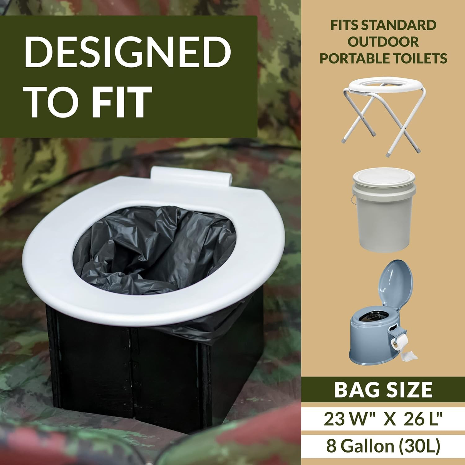 (20 Count) Portable Toilet Bags Compostable (8 Gallon – 1 Mil Thick) | Camping T