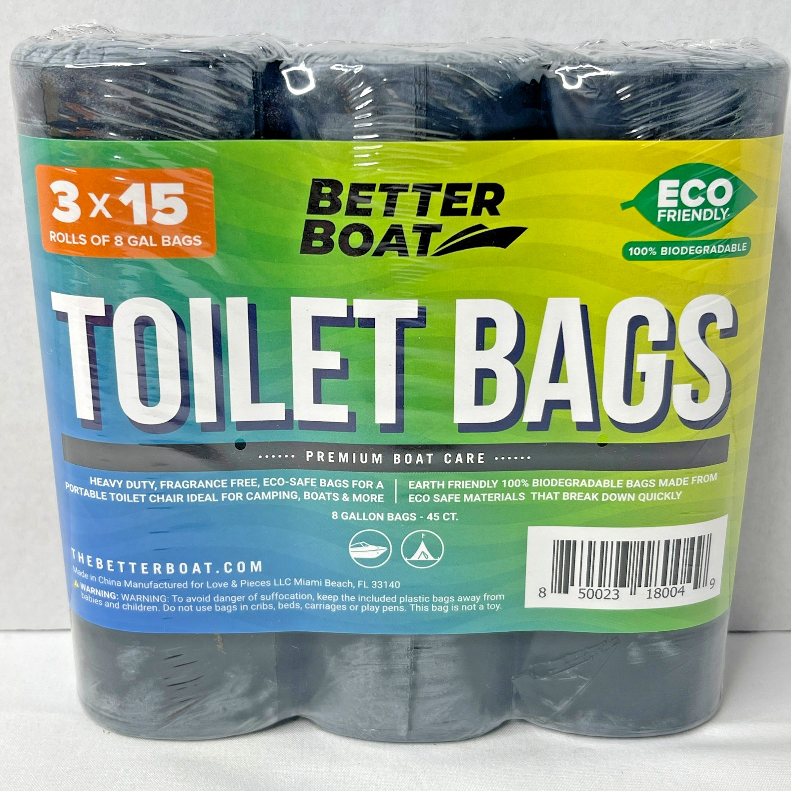 Portable Toilet Bags 8 Gallon 45 Ct Heavy Duty Leak Proof Camping Emergency Boat