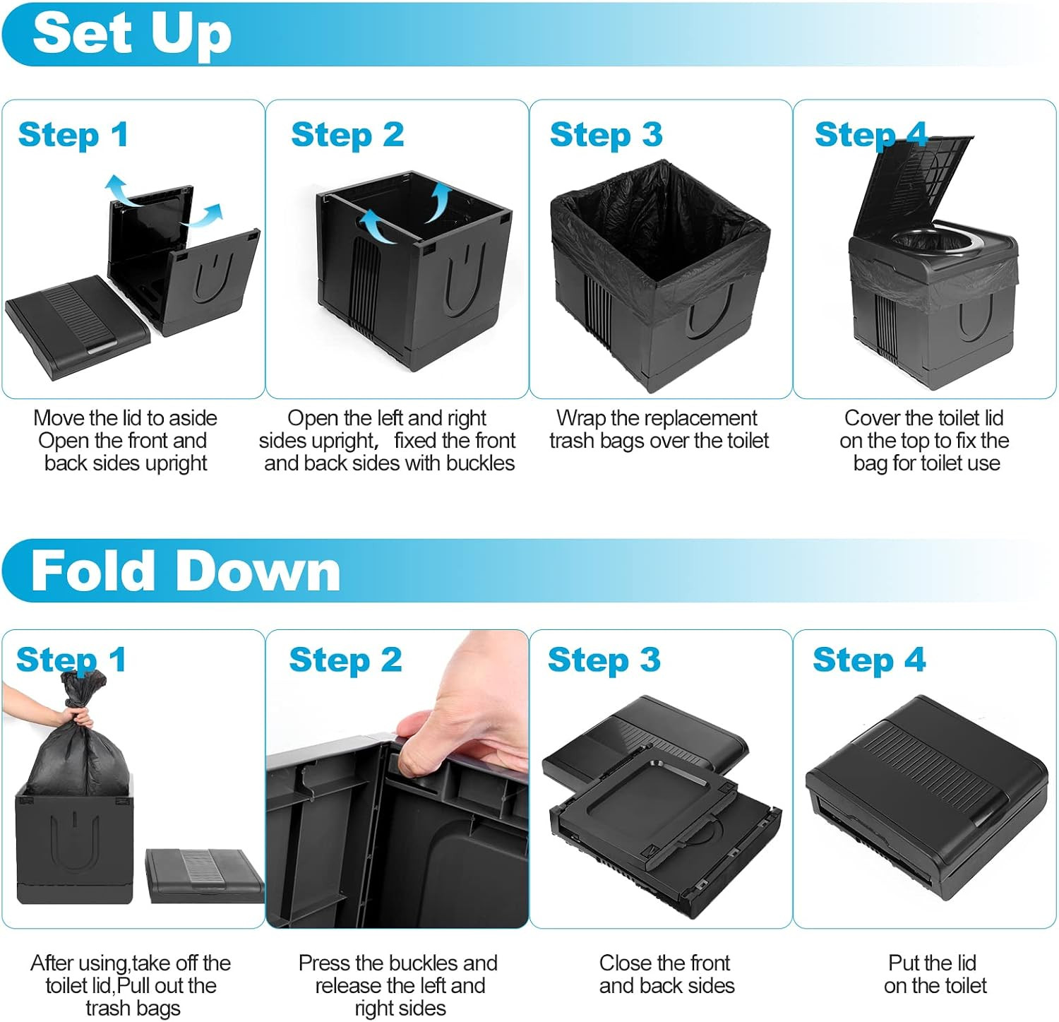 Portable Toilet Camping Toilets for Car Indoor Outdoor Commode Foldable Travel P